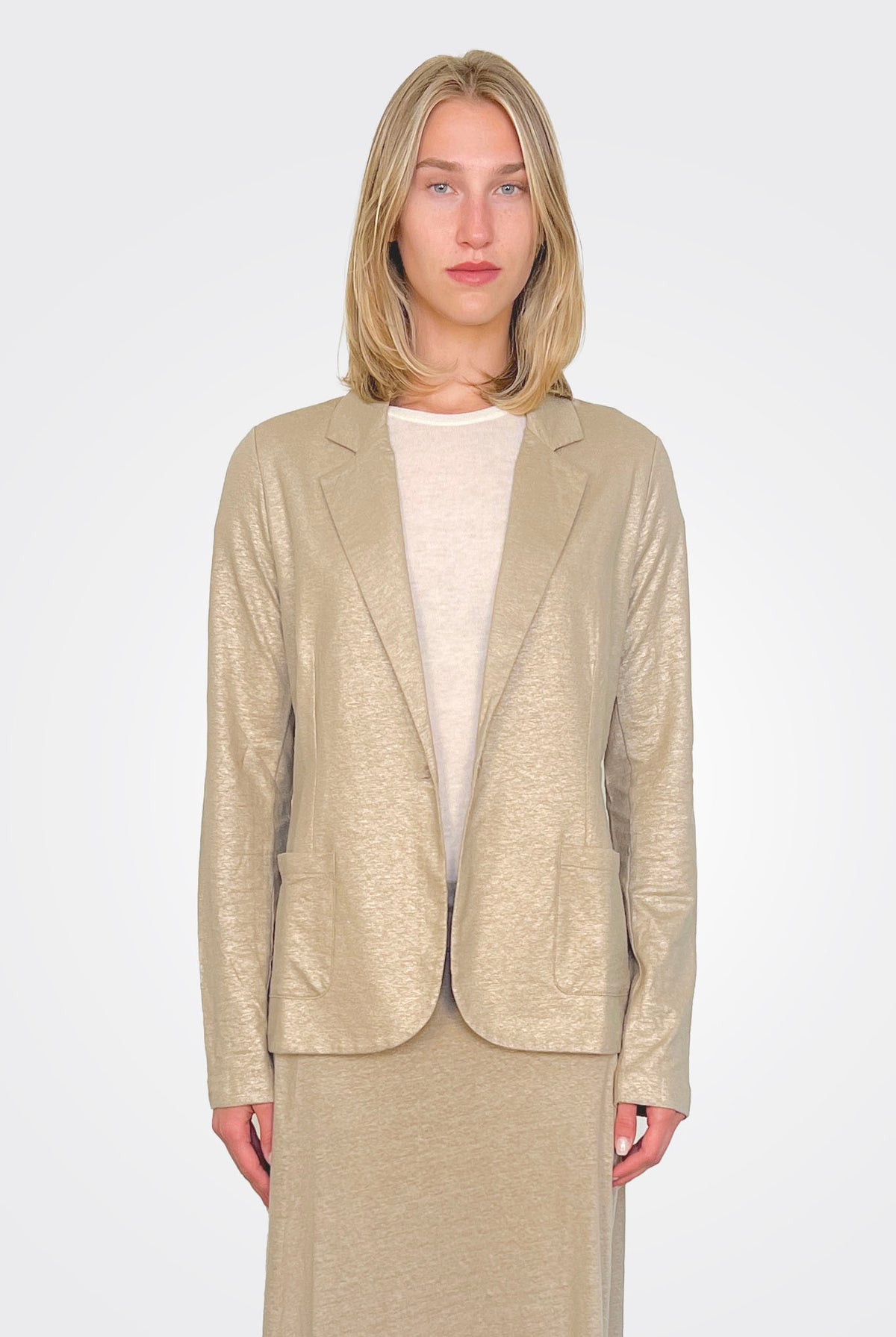 Stretch Linen Metallic One Button Blazer - Sable by Majestic | 25 South Boutiques