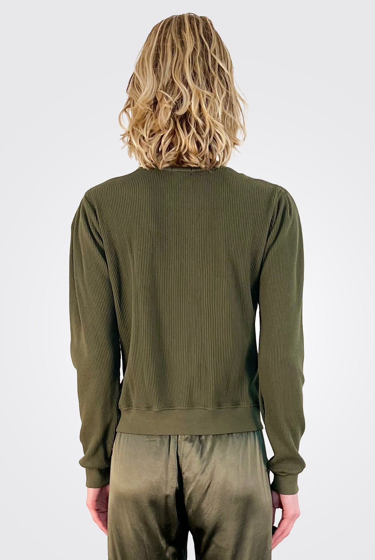 Florence Statement Sleeve Cardigan - Military by LA Made — alternate view