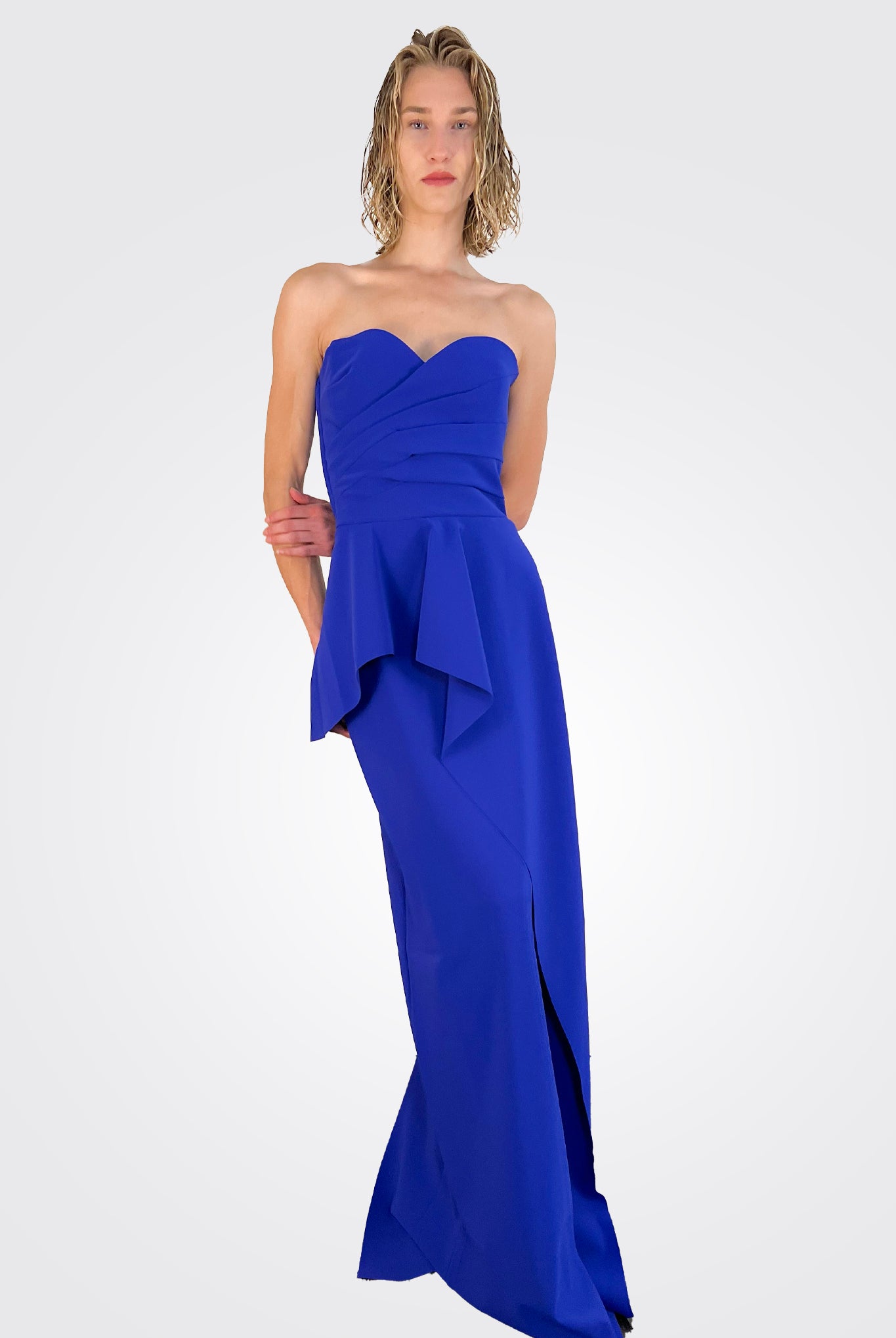 Miya Strapless Peplum Gown - Inchiostro by Chiara Boni | 25 South Boutiques