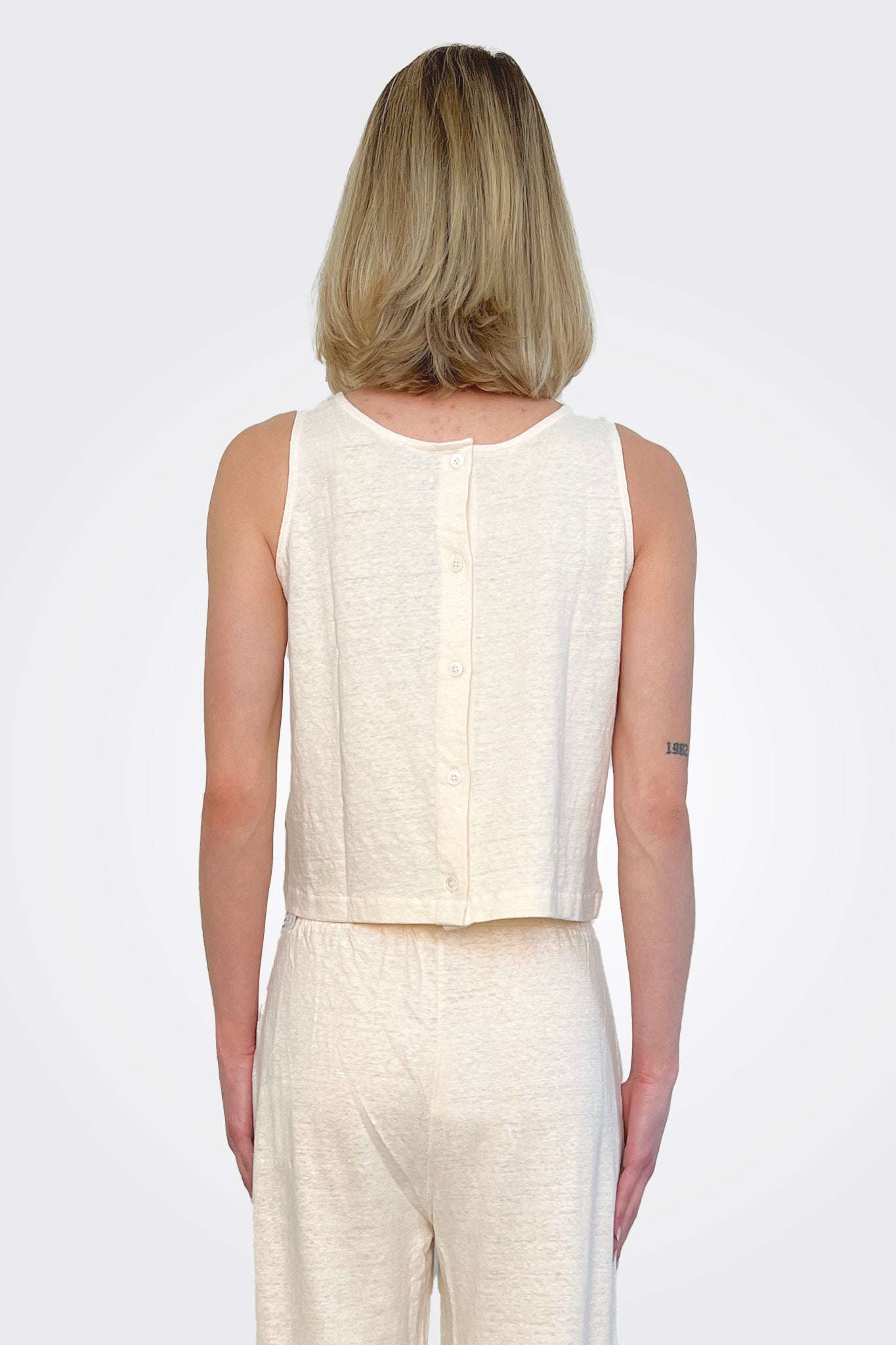 Button Back Tank - Ivory by Majestic — alternate view