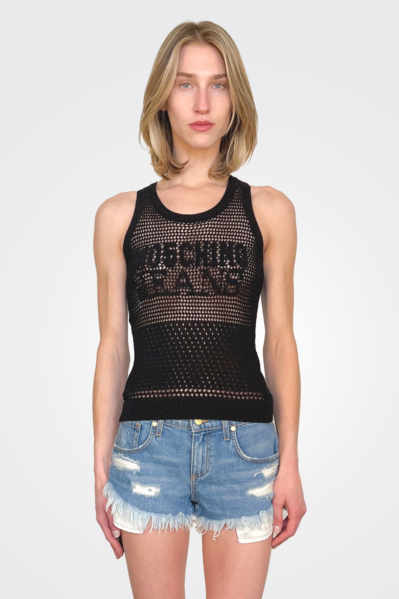 Knit Logo Sleeveless Top - Black by Moschino | 25 South Boutiques
