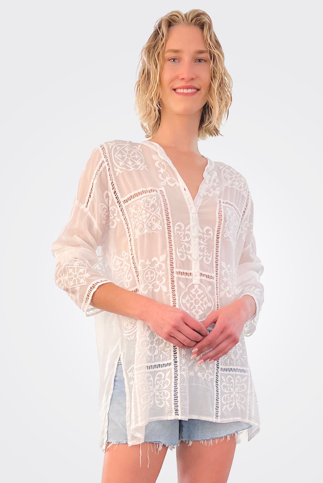 Mosaic Tunic - White by Johnny Was | 25 South Boutiques
