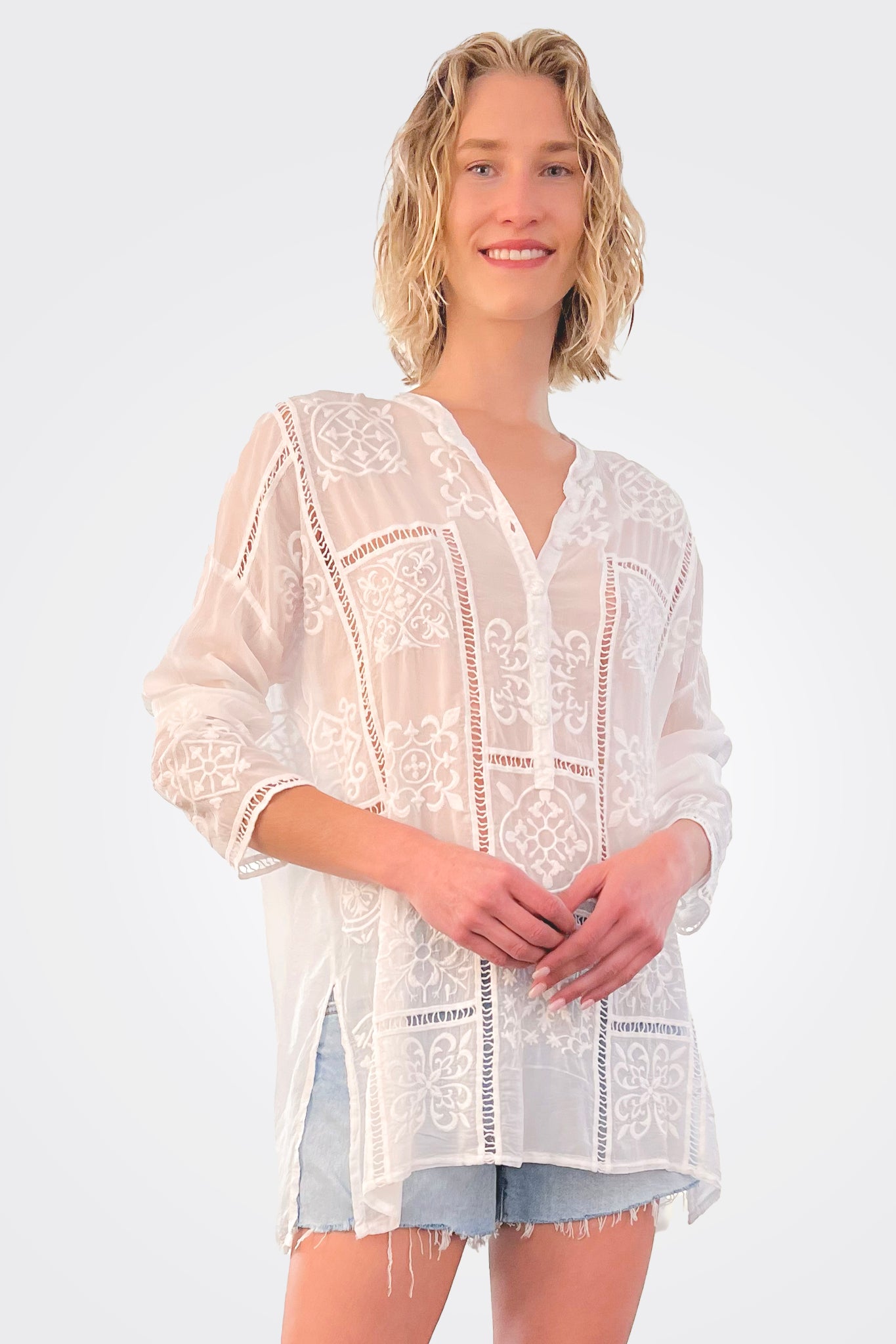 Mosaic Tunic - White by Johnny Was | 25 South Boutiques