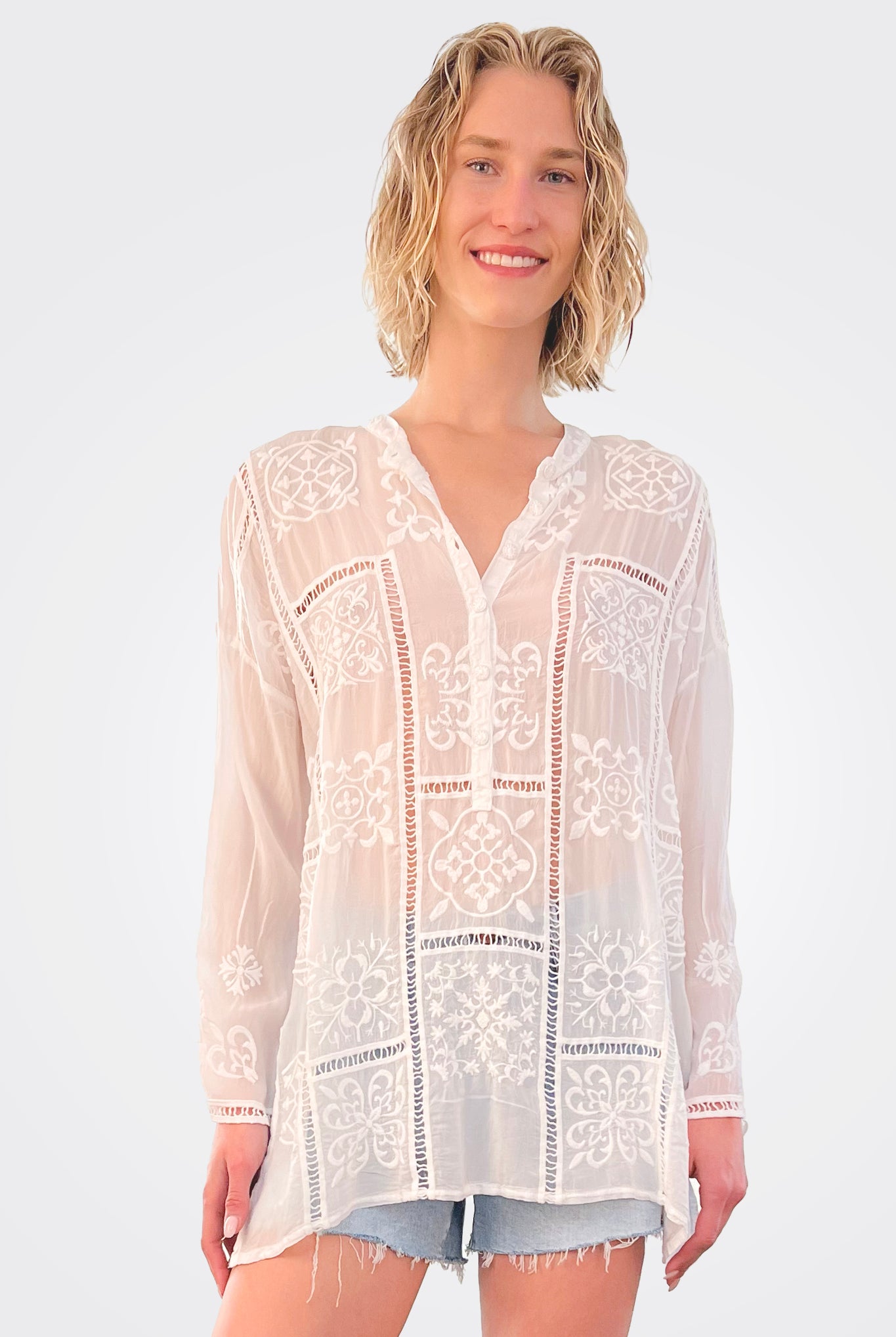 Mosaic Tunic - White by Johnny Was — alternate view