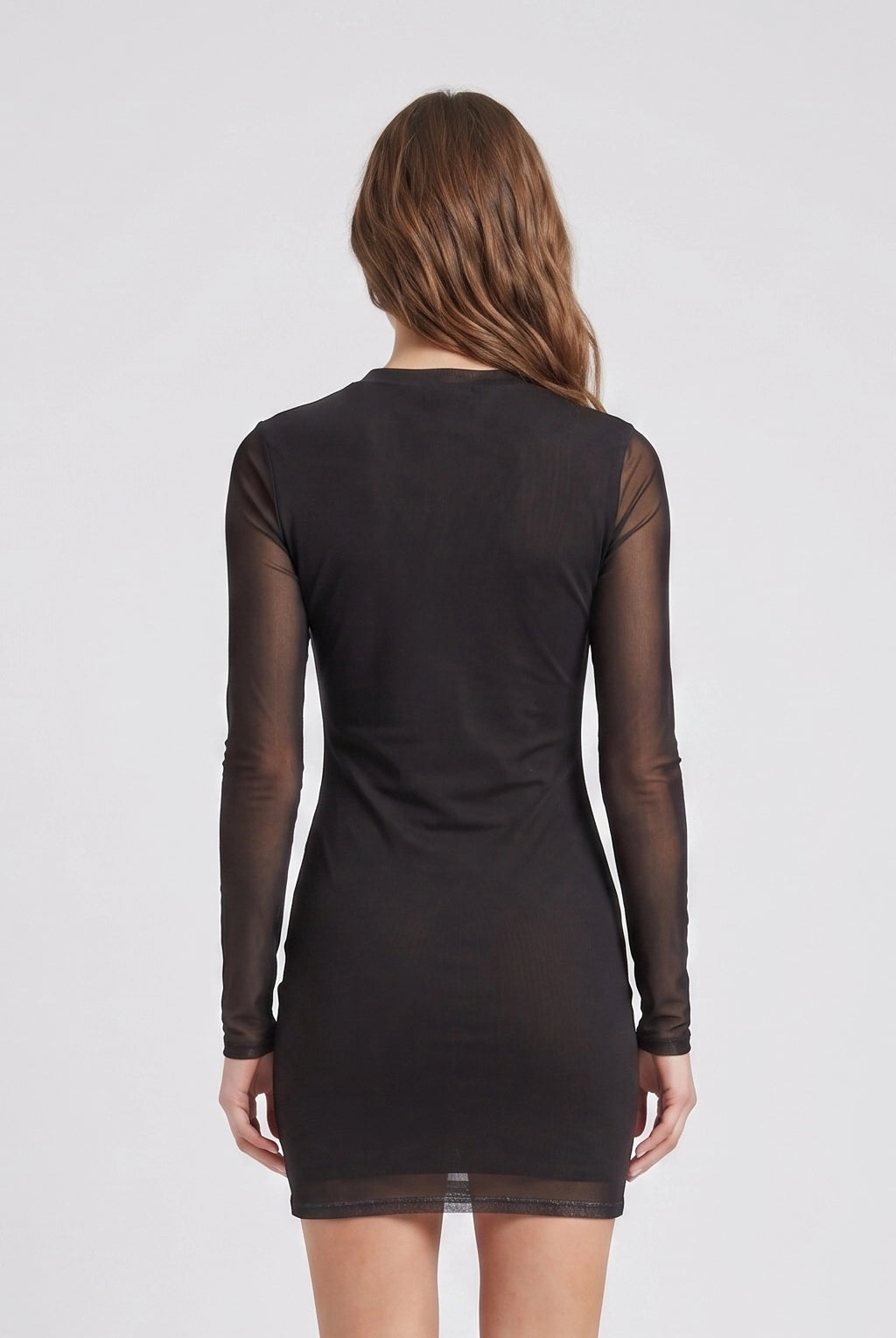 Printed Sheer Logo Mini Dress - Black by Moschino — view 3