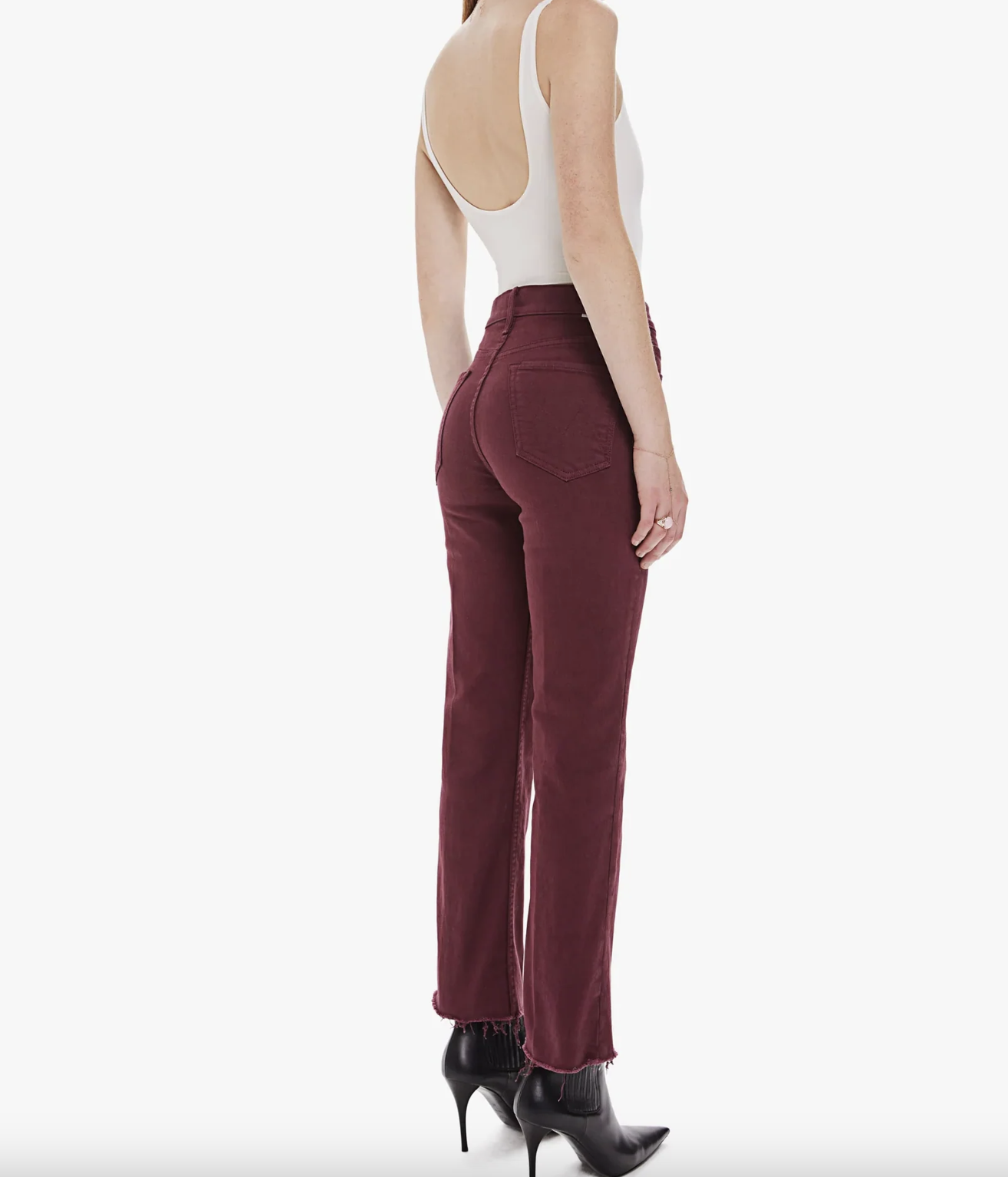 The Tripper Ankle Fray - Burgundy by MOTHER — alternate view