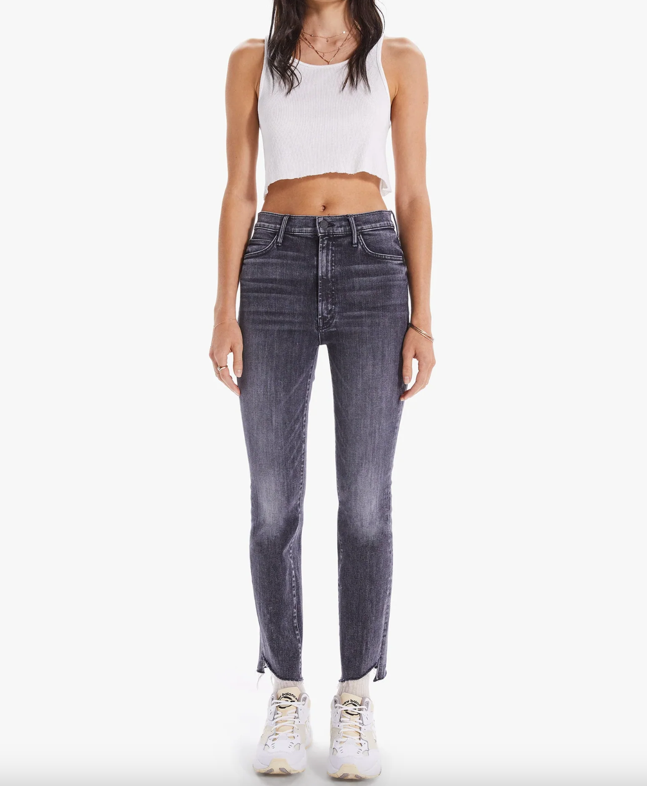 High Waisted Rascal Ankle Step Fray - Night Garden by MOTHER | 25 South Boutiques