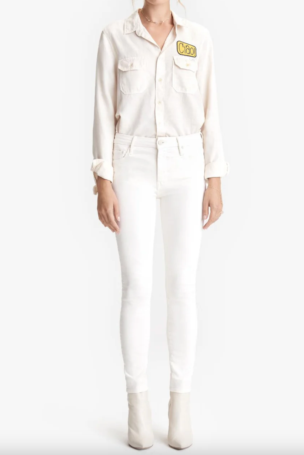 The Looker Ankle Denim - Cream Puffs by MOTHER | 25 South Boutiques