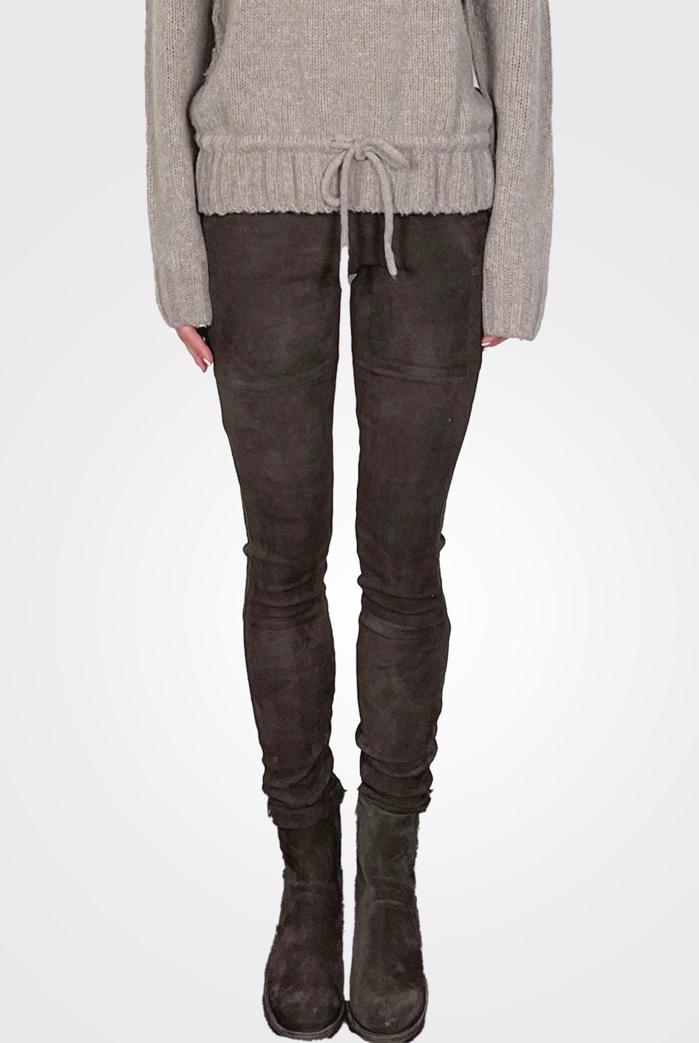 Suede Stretch Leggings - Mulch by Kristensen — view 4