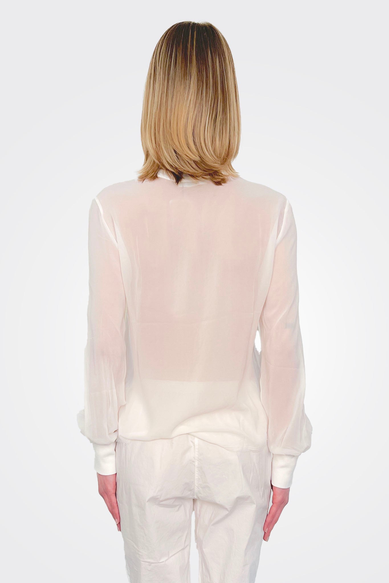 Grandad Silk Blouse - Natural by Kristensen — alternate view