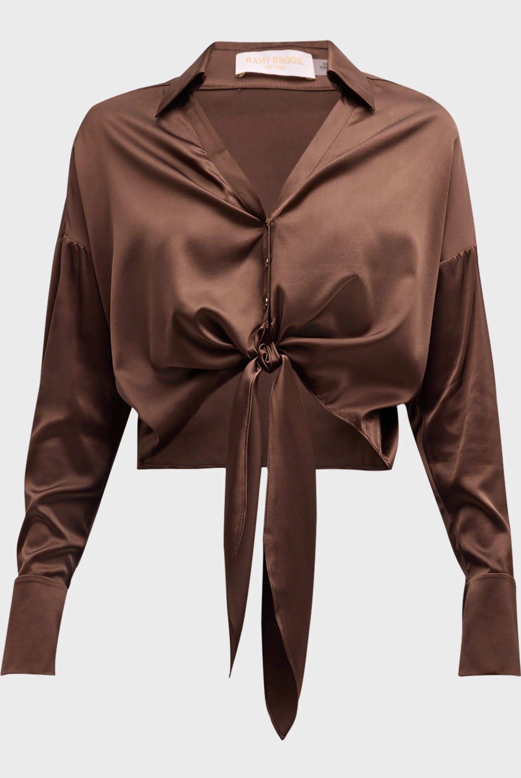 Farrah Silk Tie Front Blouse - Desert by Ramy Brook — view 7