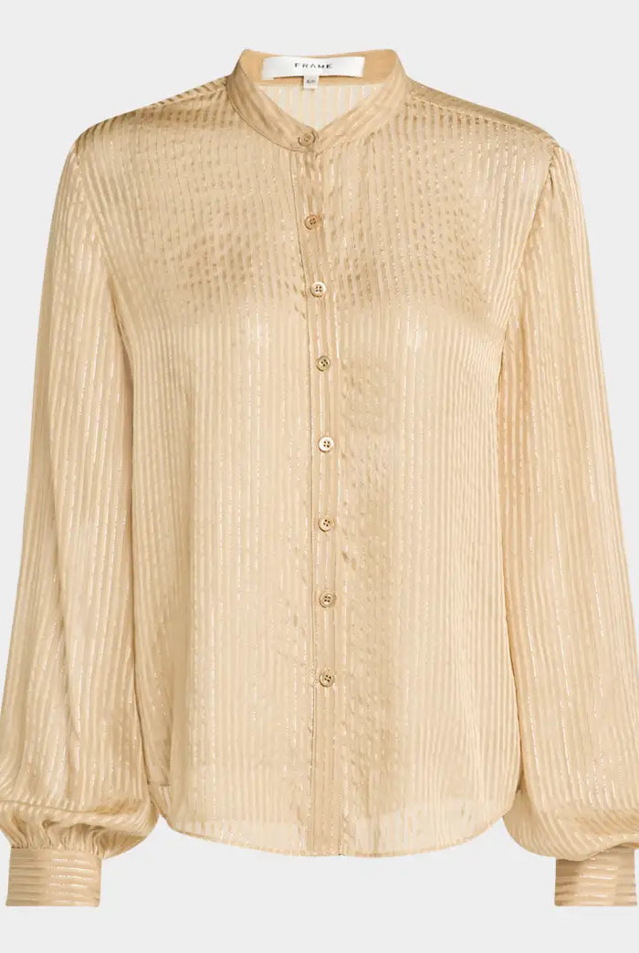 Stripe Button Front Top - Champagne Multi by Frame — view 5
