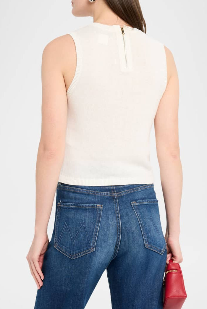Reva Embroidered Rib-Knit Tank Top - Garden Gossip Off White by Alice & Olivia — view 3