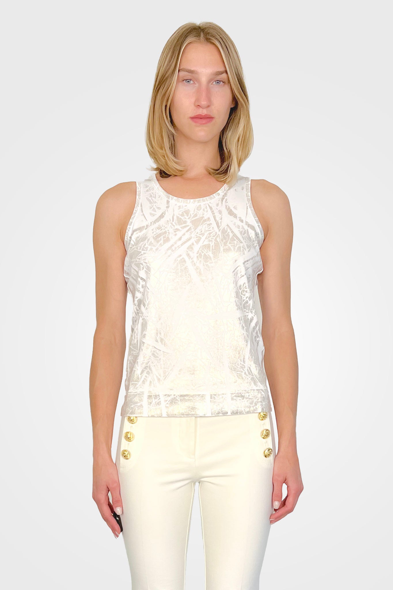 Laminated Jersey Tank - White by Nude Italy — alternate view