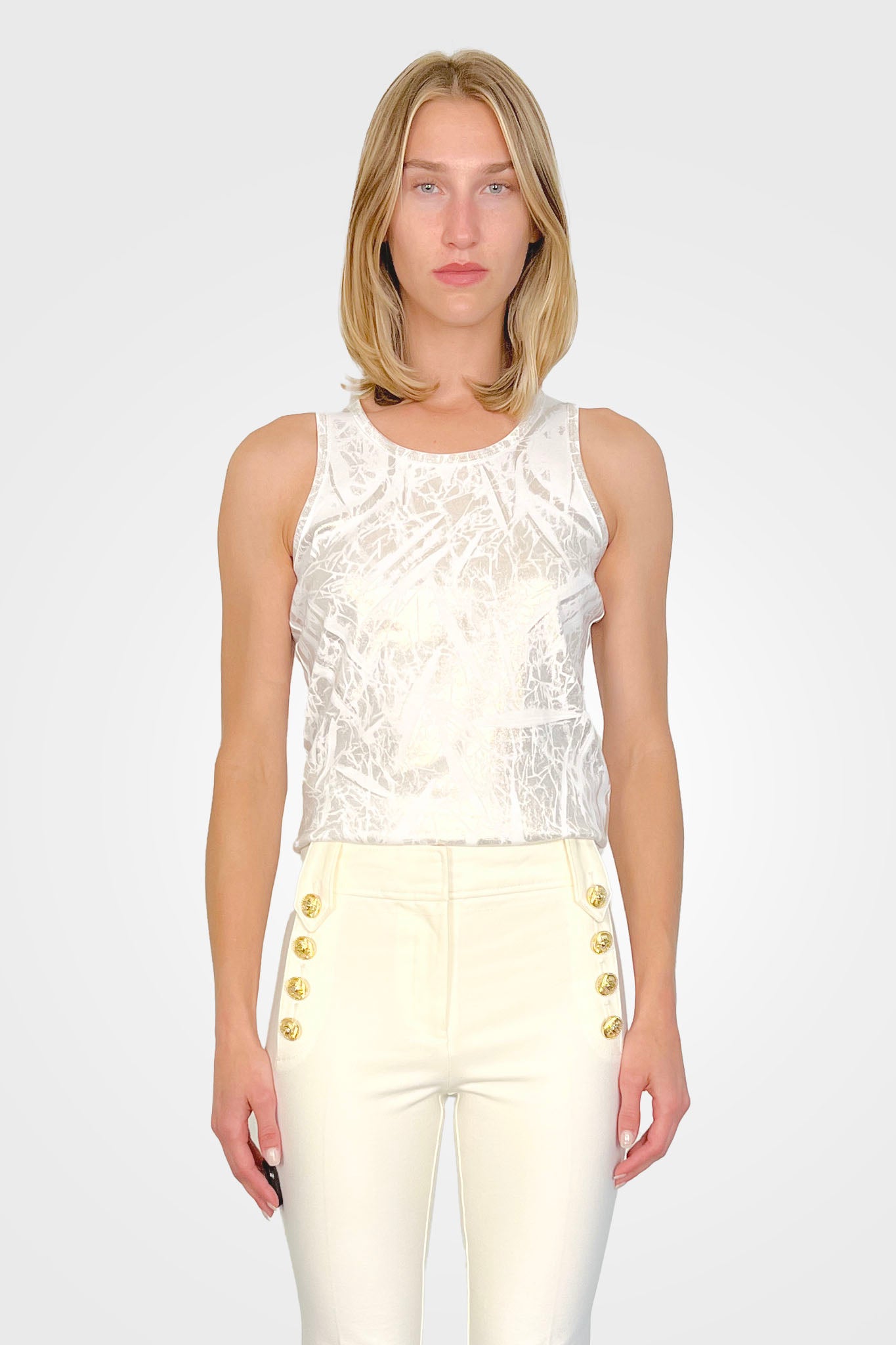 Laminated Jersey Tank - White by Nude Italy | 25 South Boutiques
