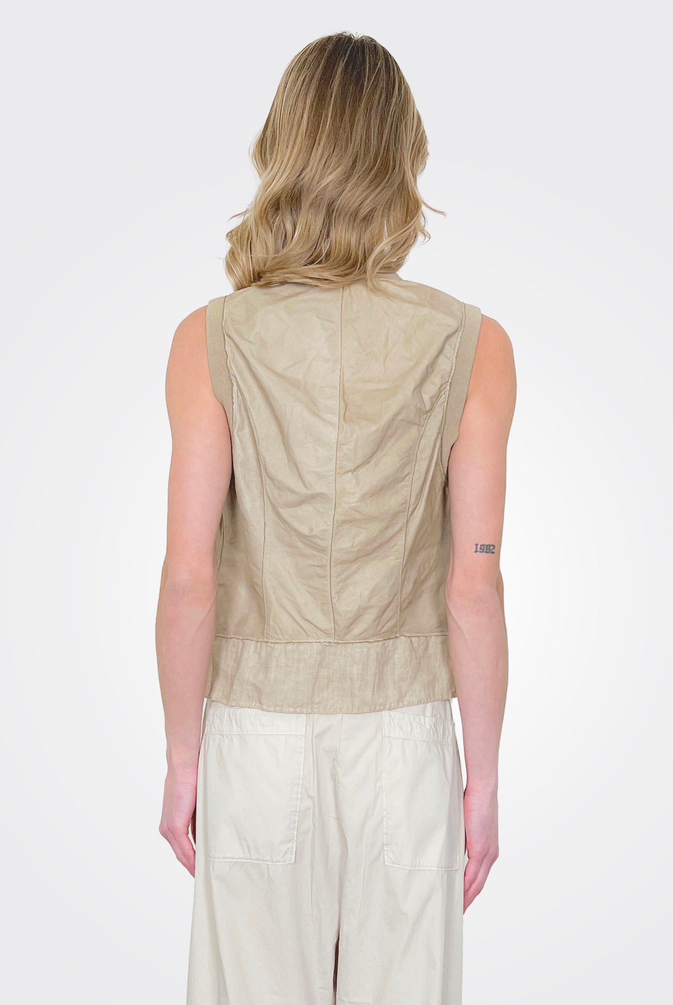 Slim Fit Leather Vest - Nut by Transit Par-Such — view 3