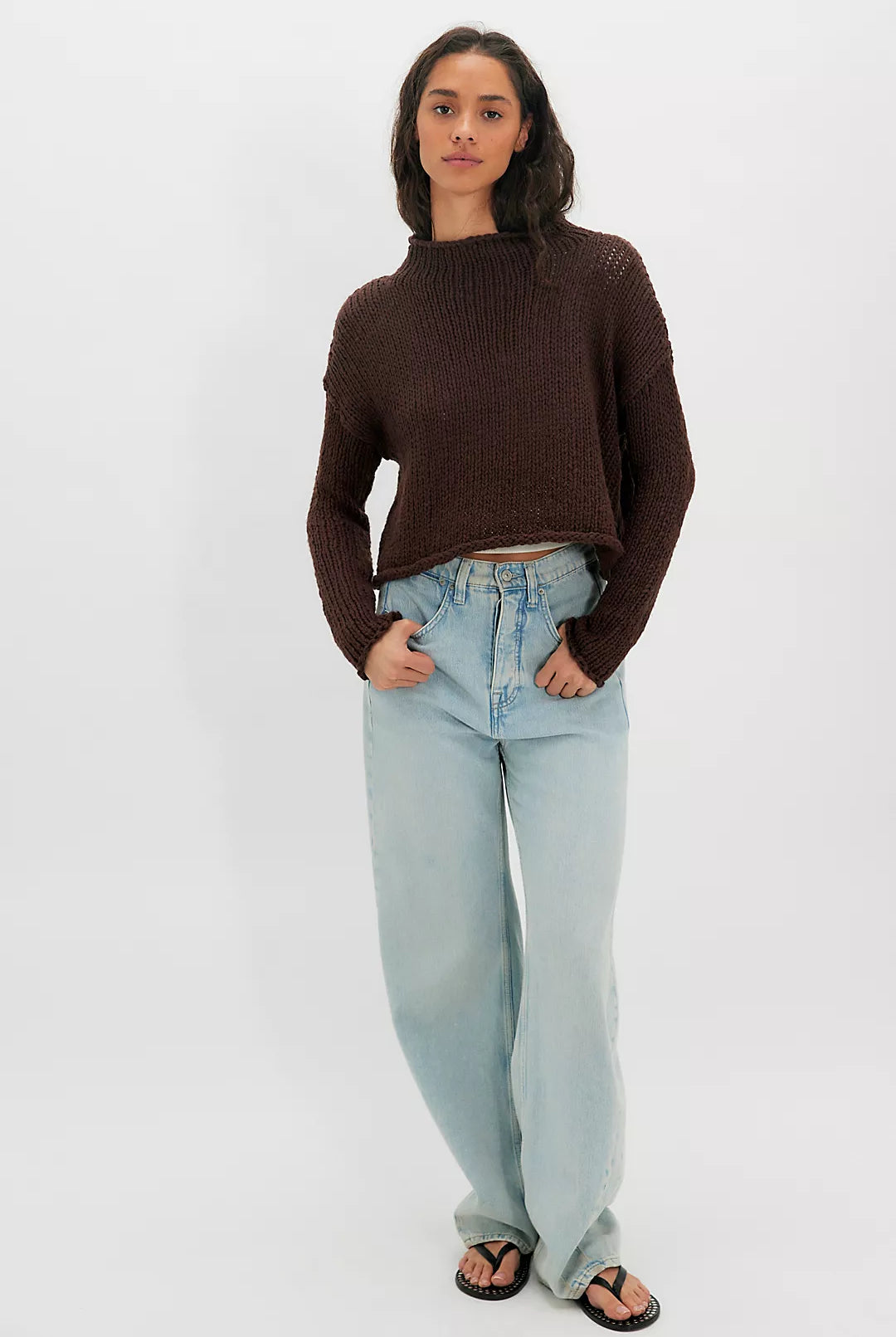 Opal Rollneck Knit Sweater - Chicory Coffee by Free People — view 3