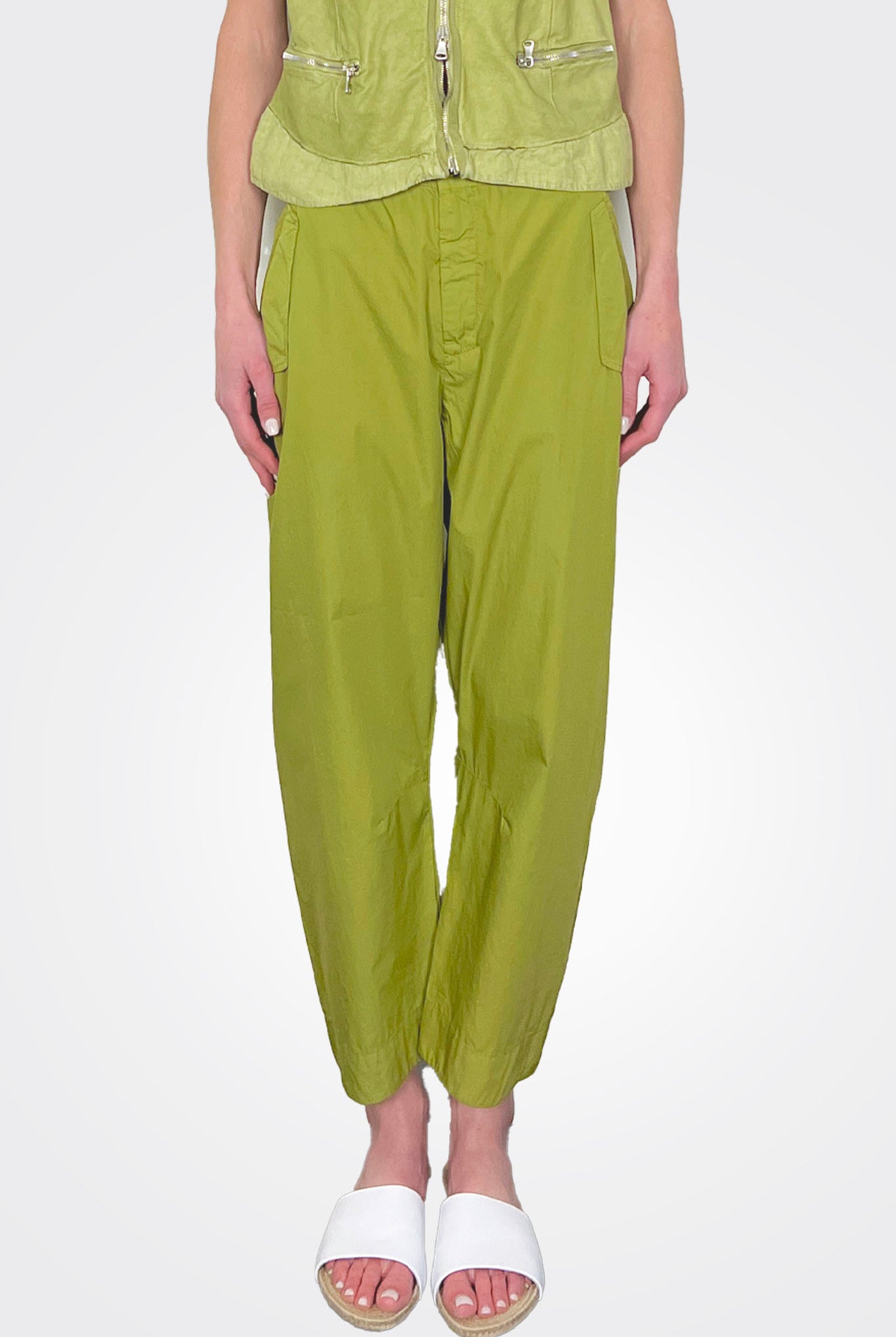 Comfort Fit Light Cotton Trousers - Olive by Transit Par-Such — alternate view