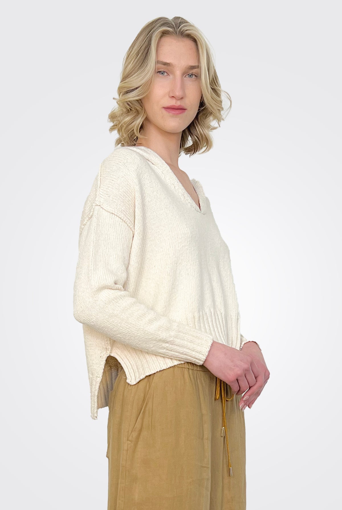 Calica Knitted Hoodie - Panna by Momonì — view 3