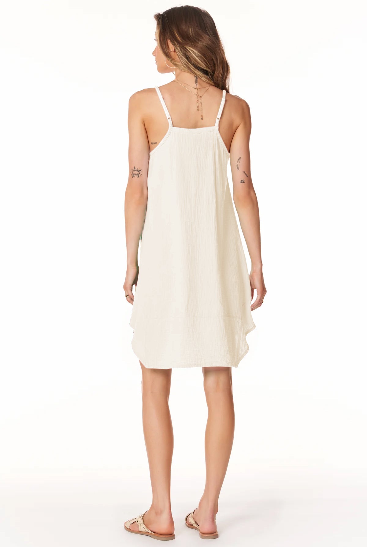 Asymmetrical Hem Dress - Parchment by Bobi — alternate view