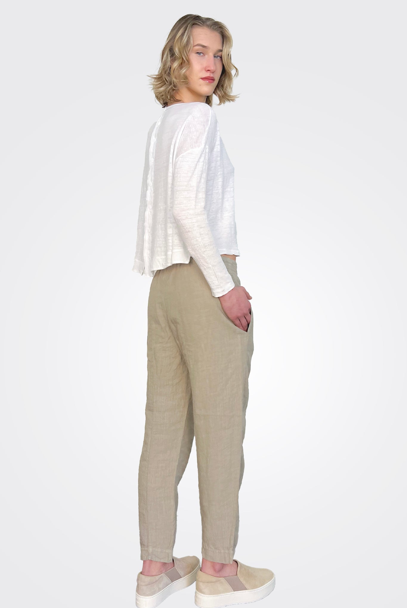 Linen Pocket Pants - Pearl Grey by Transit Par-Such — view 3