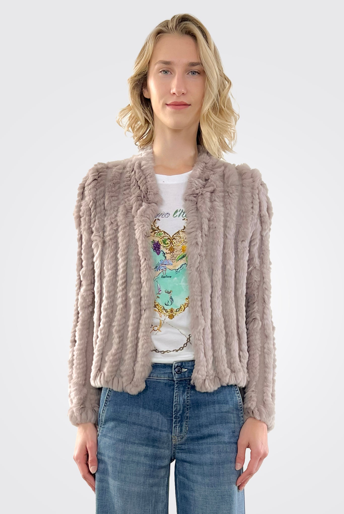 Rosa Fur Jacket - Pewter by Heartloom — view 3