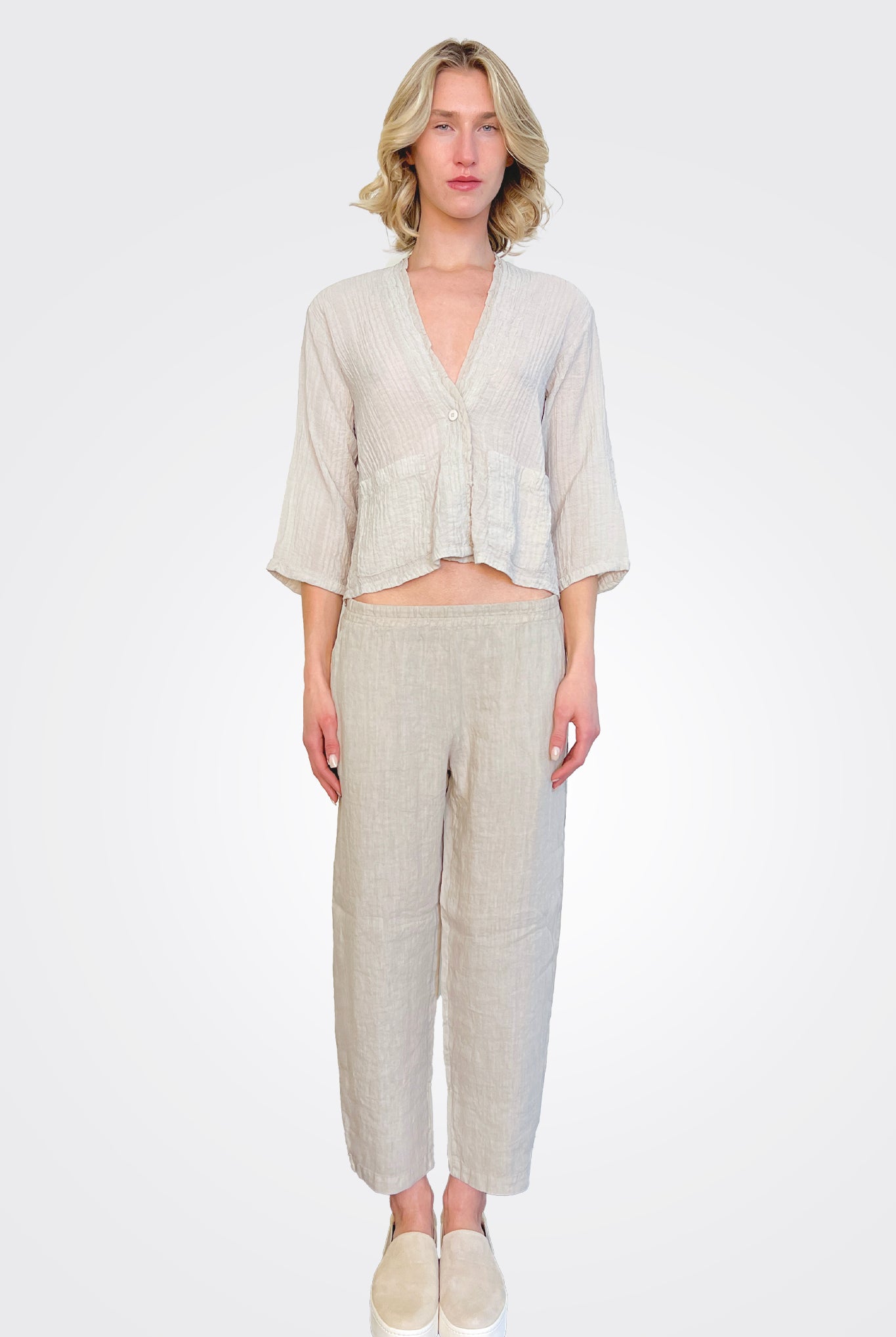 Short Button Cardigan - Pearl Grey by Transit Par-Such — alternate view