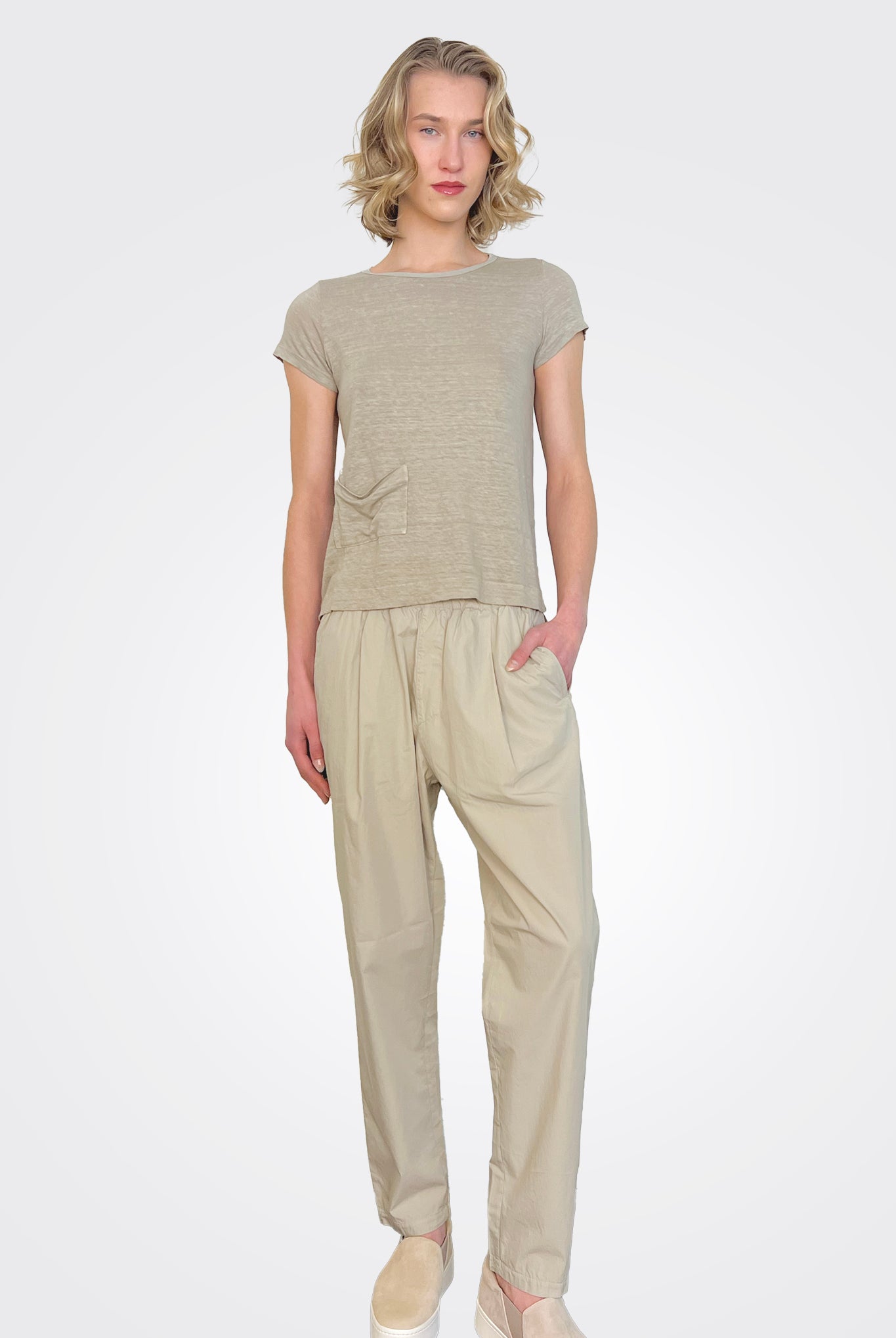 Cotton Stretch Waist Trousers - Pearl Grey by Transit Par-Such | 25 South Boutiques