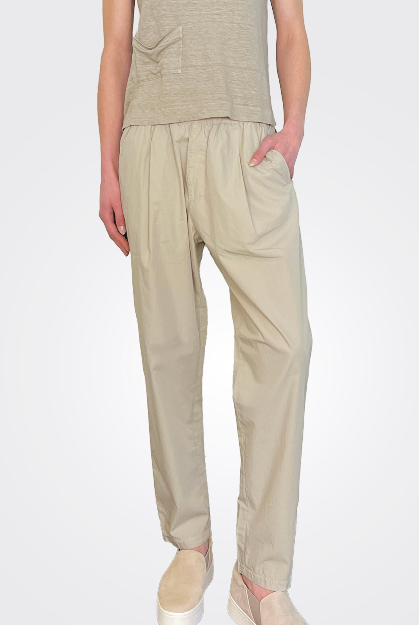 Cotton Stretch Waist Trousers - Pearl Grey by Transit Par-Such — alternate view