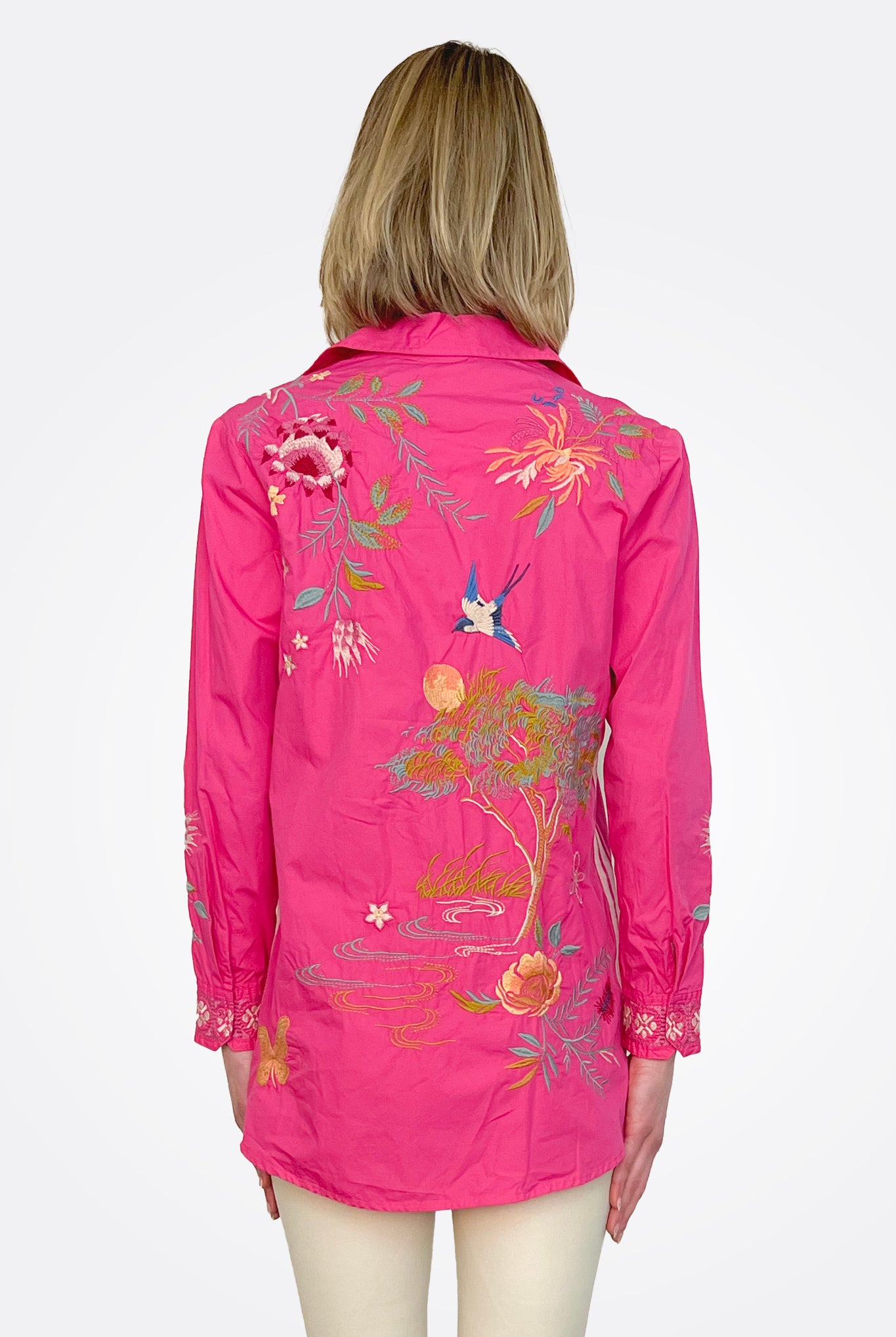 Indalo Button Down Shirt Tunic - Pink by Johnny Was — view 3