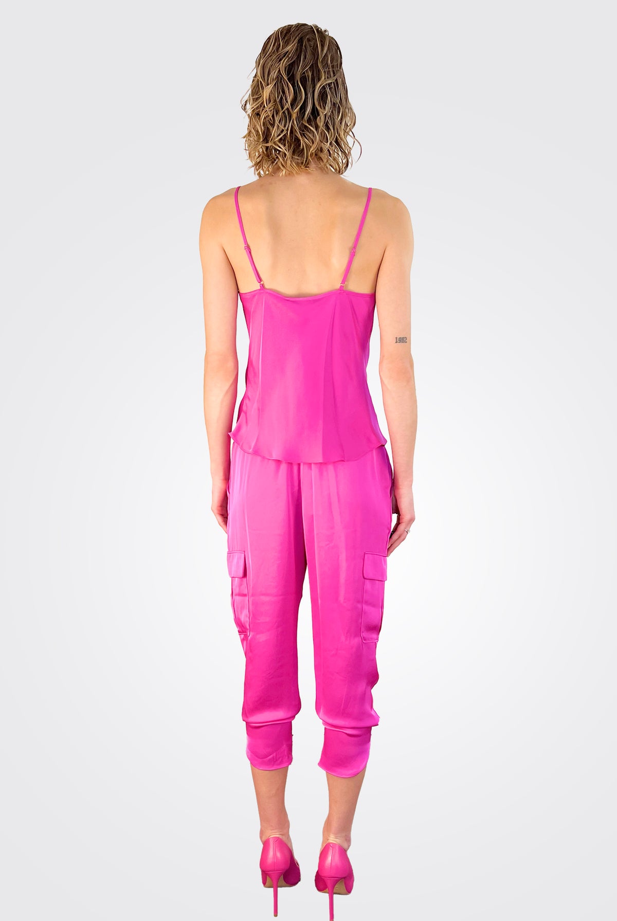 Satin Pocket Allyn Pant - Pink by Ramy Brook — view 3