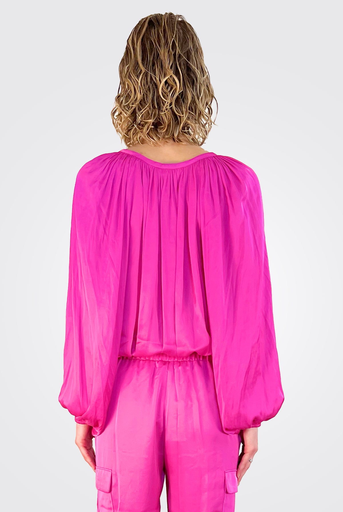 Shiny Paris Long Sleeve Blouse - Pink by Ramy Brook — alternate view