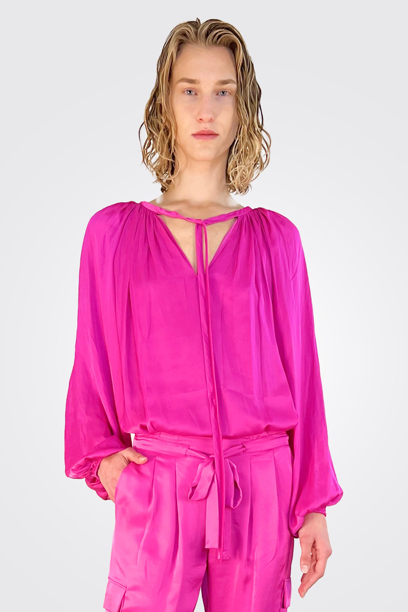 Shiny Paris Long Sleeve Blouse - Pink by Ramy Brook | 25 South Boutiques