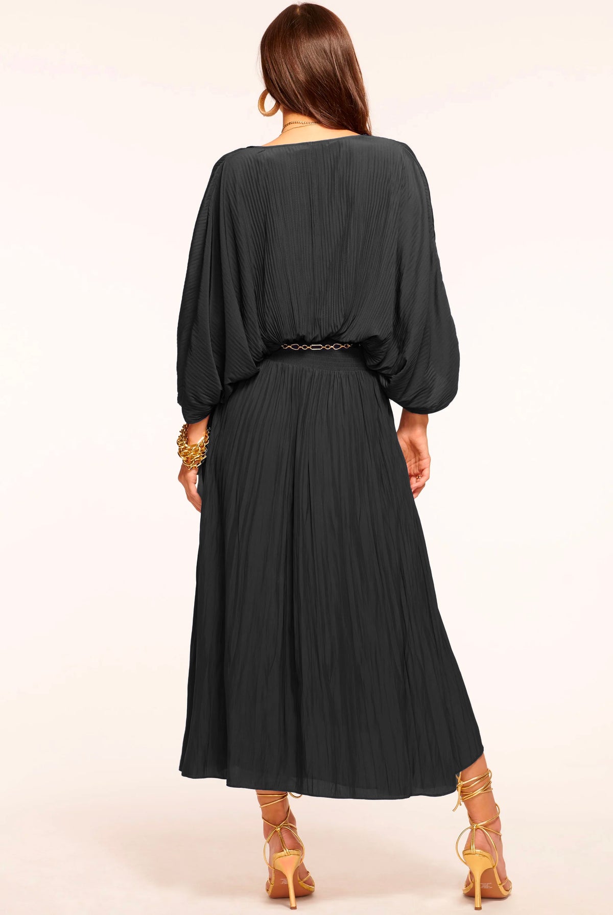 Harmonie V-Neck Midi Dress - Black by Ramy Brook — alternate view