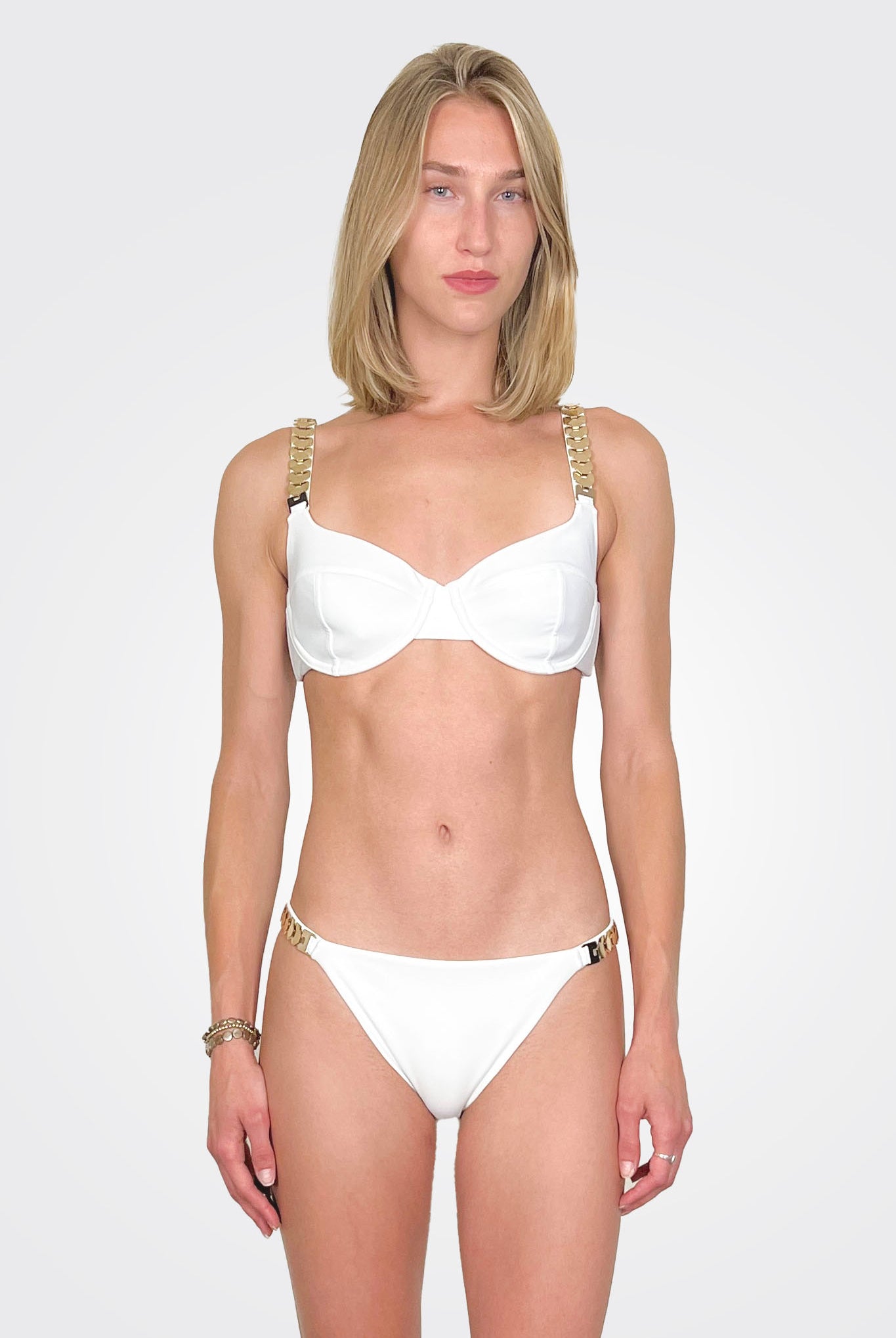 Blaise Embellished Bikini Top - White by Ramy Brook | 25 South Boutiques