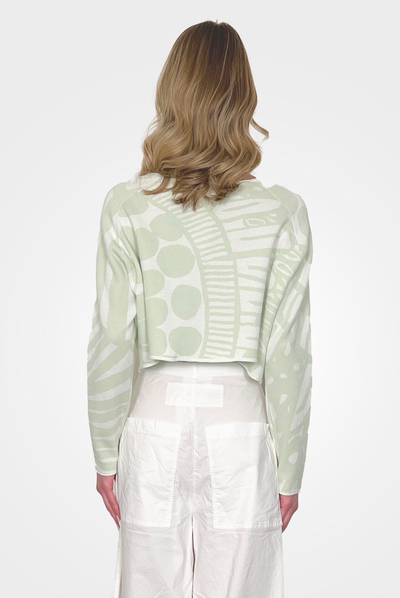 Printed Crop Pullover - Lime Jacquard by Rundholz — alternate view