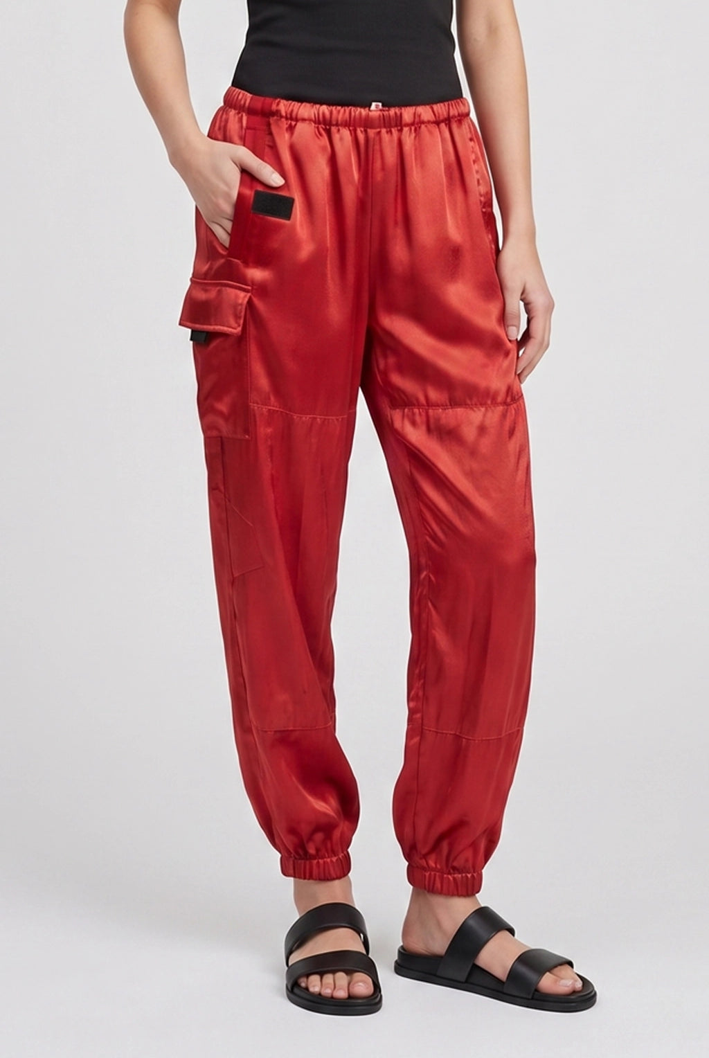 Flap Snap Satin Jumppant - Red Glass by FreeCity — alternate view