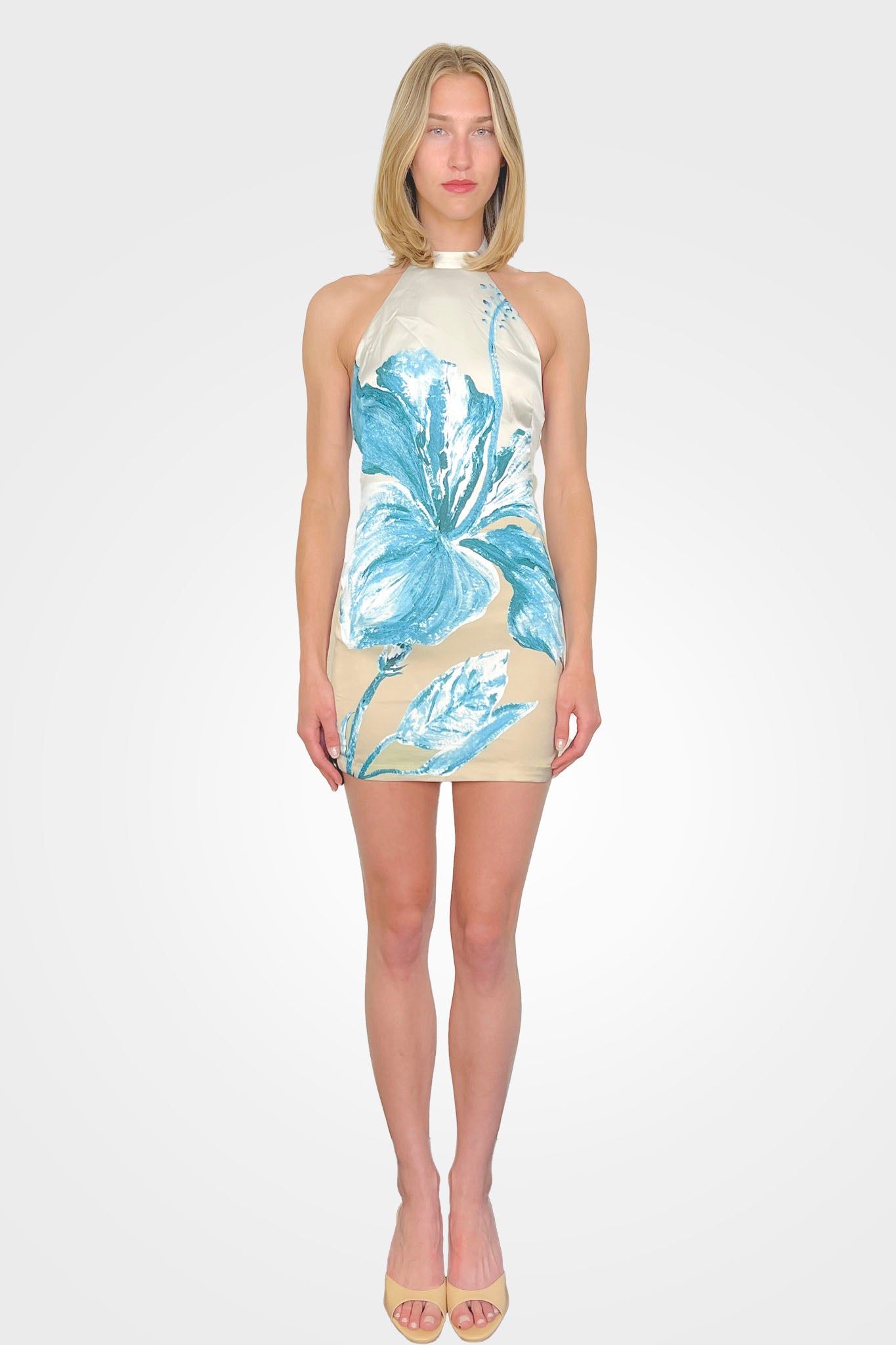Bleu High Neck Mini Dress - Beige by Rococo Sand | 25 South Boutiques