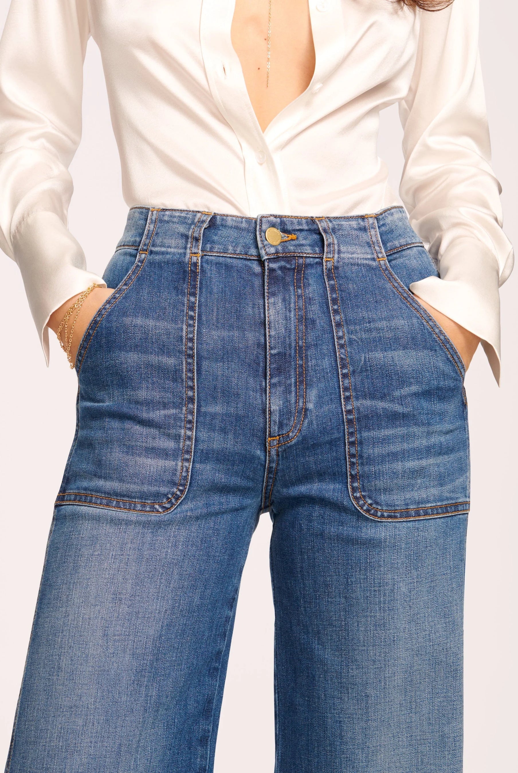 Theodora Wide Leg Jean - Medium Wash by Ramy Brook — view 3