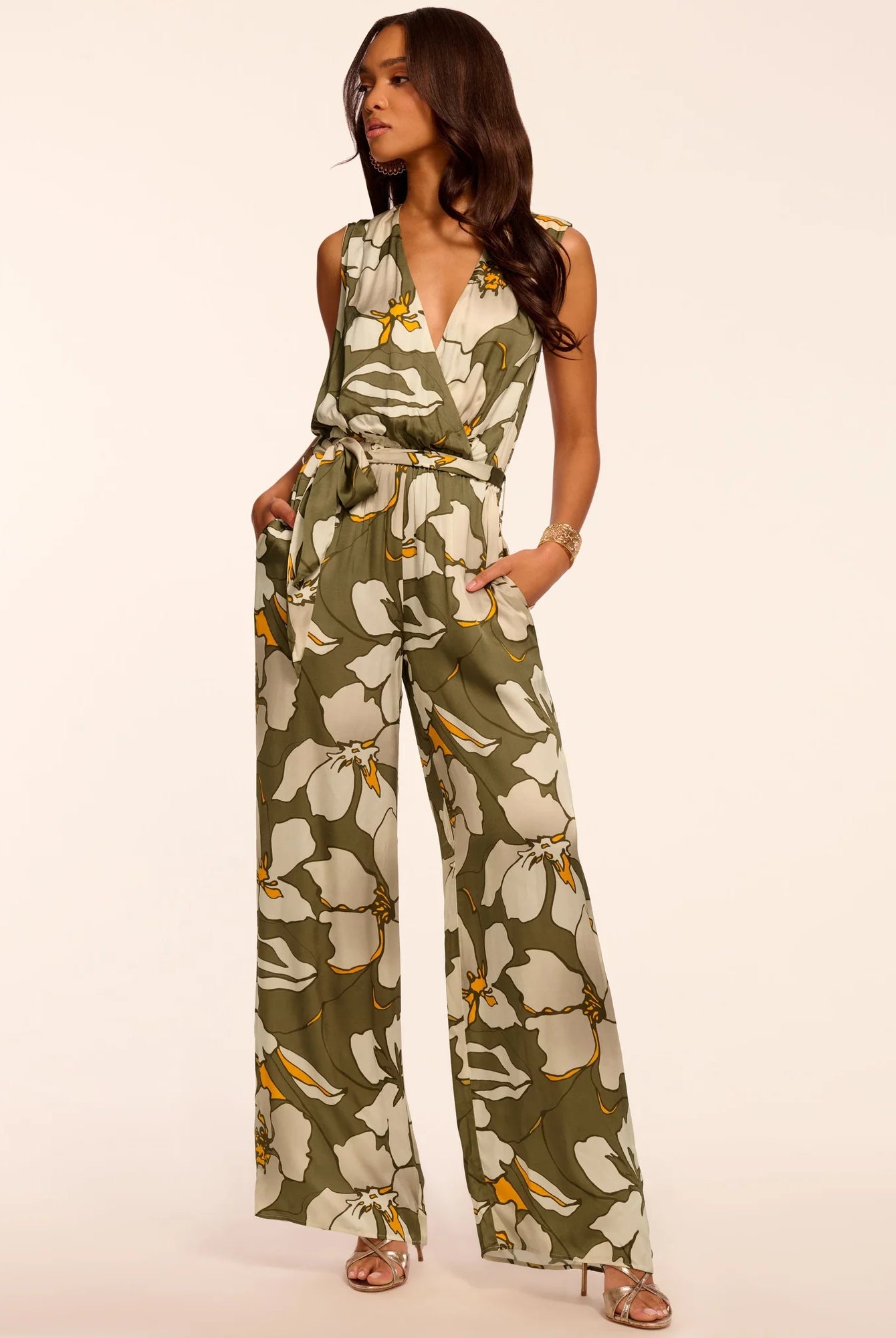 Hollie V-Neck Wide Leg Jumpsuit - Safari Floral by Ramy Brook | 25 South Boutiques