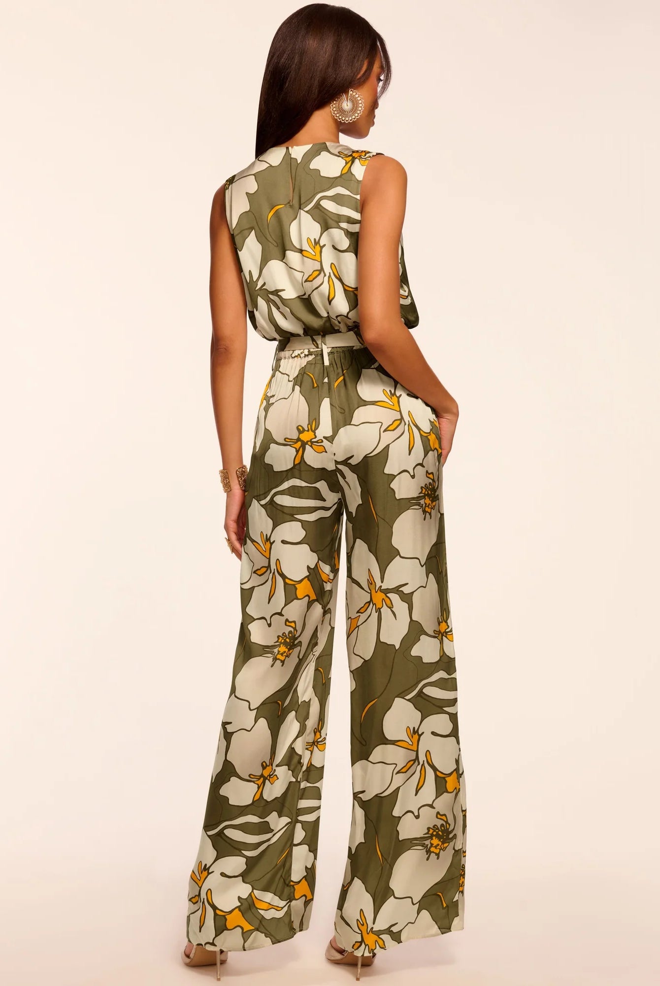 Hollie V-Neck Wide Leg Jumpsuit - Safari Floral by Ramy Brook — view 4
