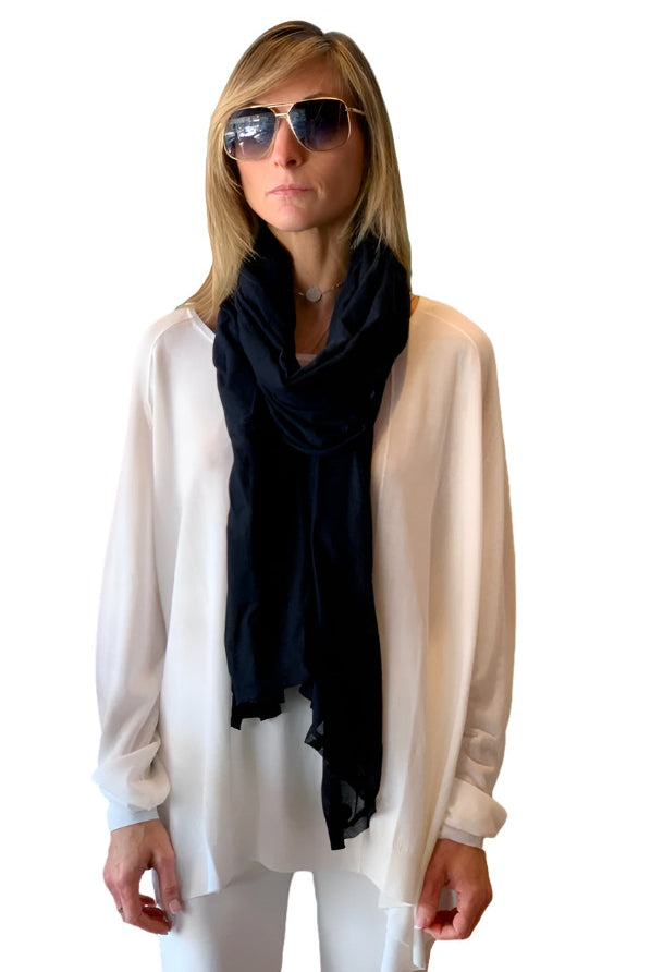 Sheer Print Scarf - Black by Rundholz | 25 South Boutiques