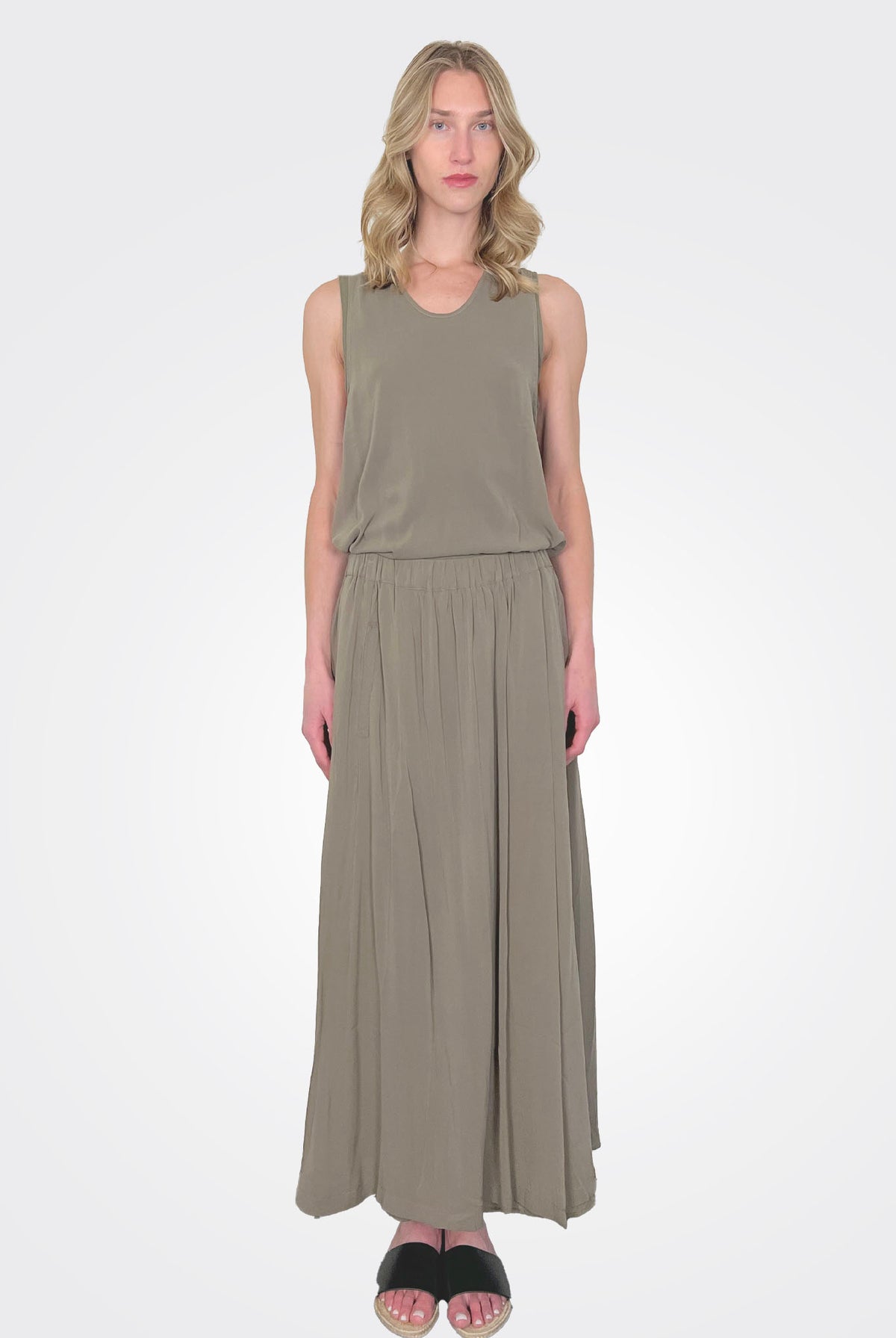Silk Georgette Panel Skirt - Safari by Kristensen — view 3
