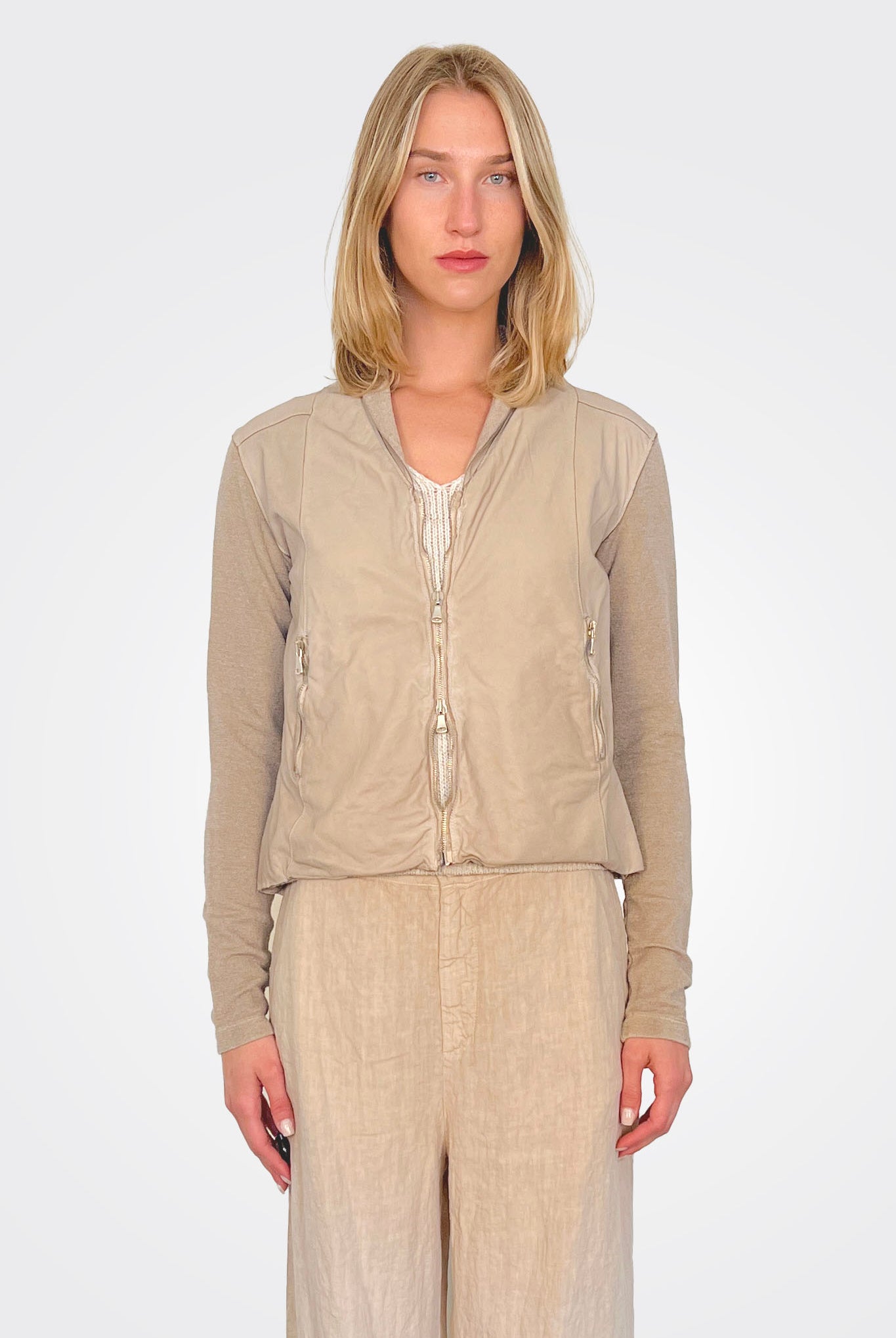 Slim Fit Zipped Short Jacket - Sand by Transit Par-Such | 25 South Boutiques