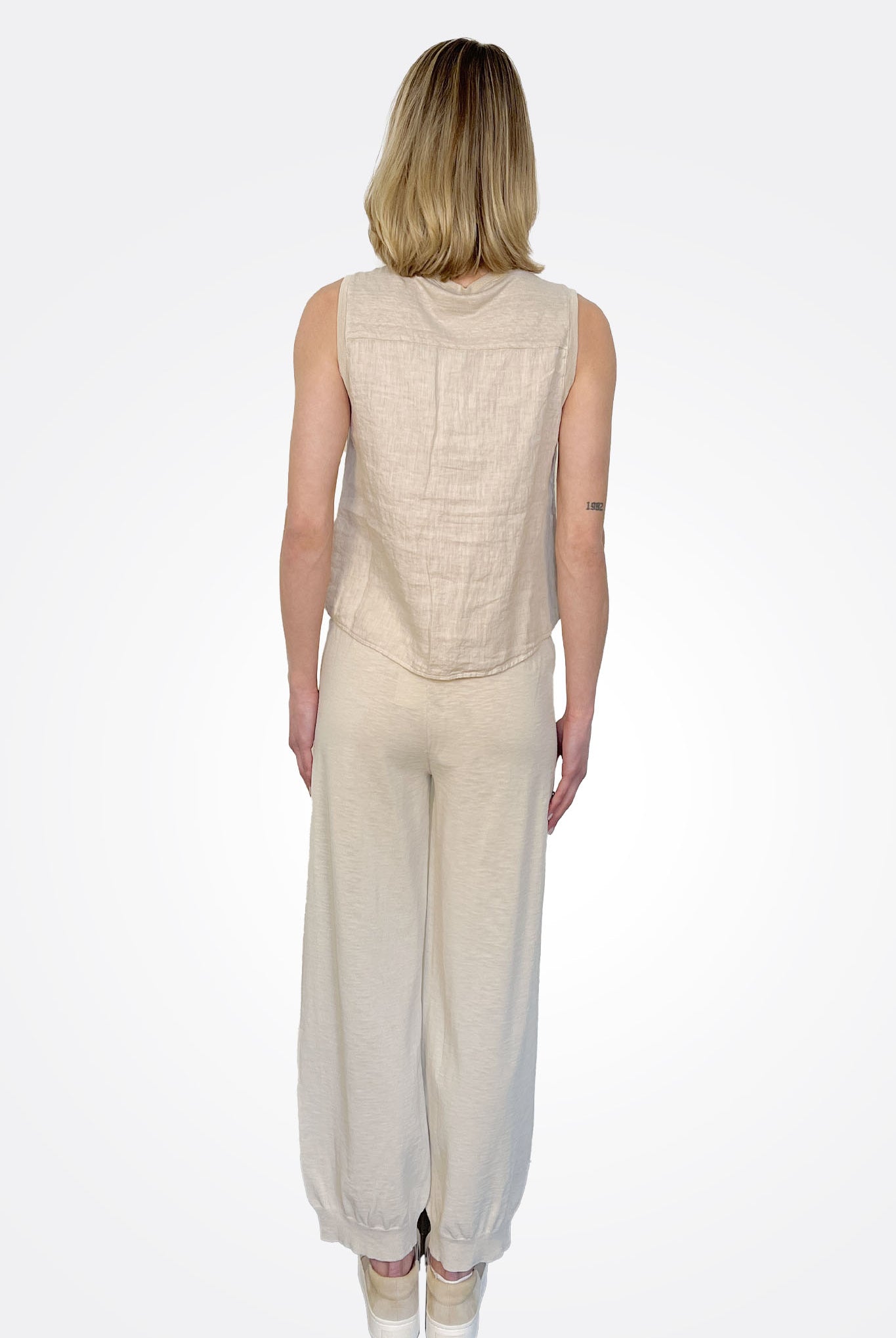 Comfort Fit Drawstring Trousers - Sand by Transit Par-Such — alternate view