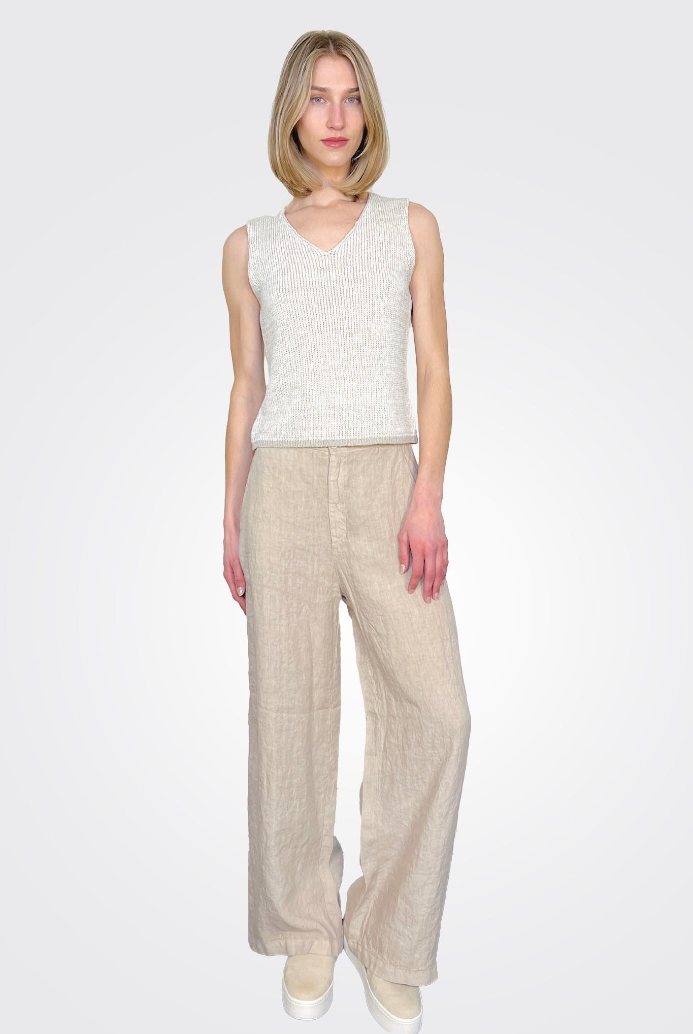 Wide Leg Linen Trousers - Sand by Transit Par-Such — alternate view