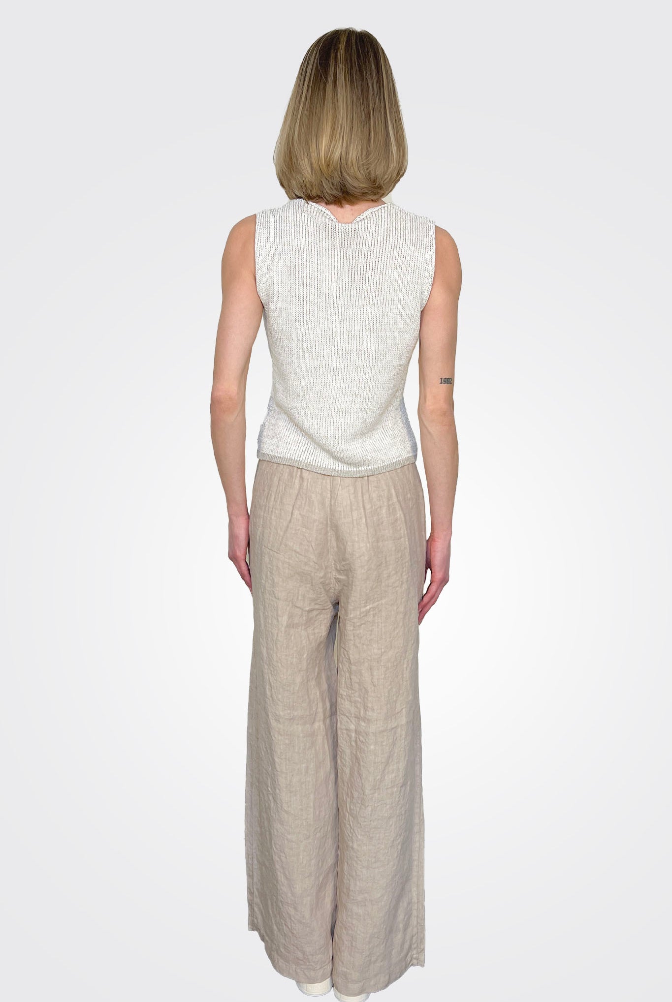 Wide Leg Linen Trousers - Sand by Transit Par-Such — view 3