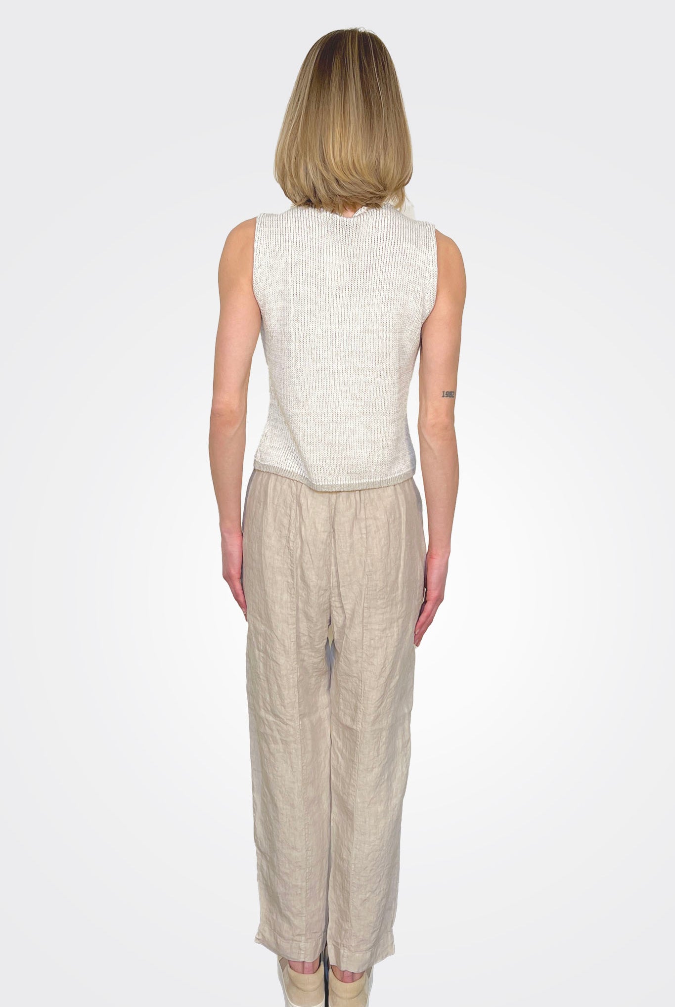 Linen Straight Leg Tapered Trousers - Sand by Transit Par-Such — alternate view
