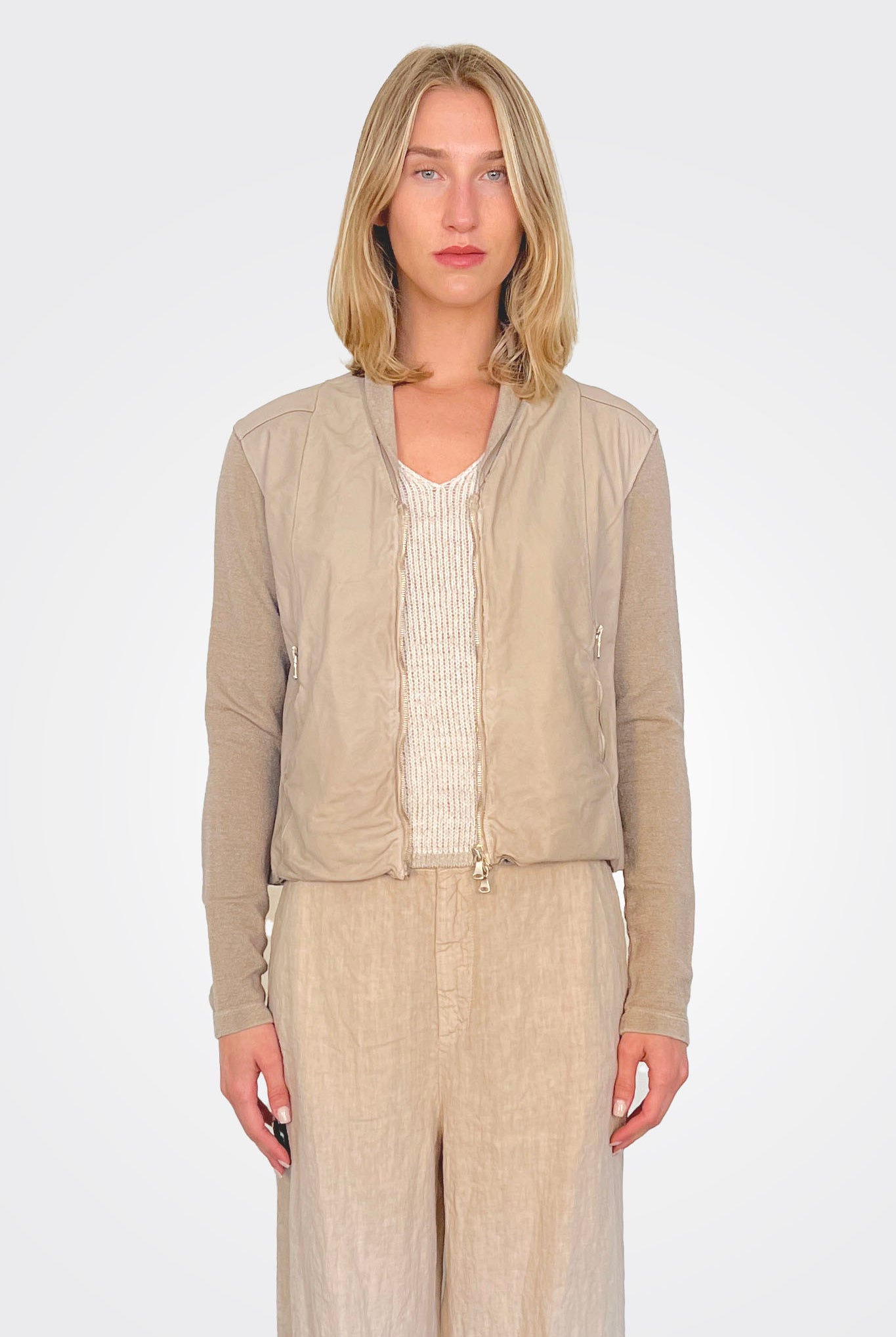 Slim Fit Zipped Short Jacket - Sand by Transit Par-Such — alternate view
