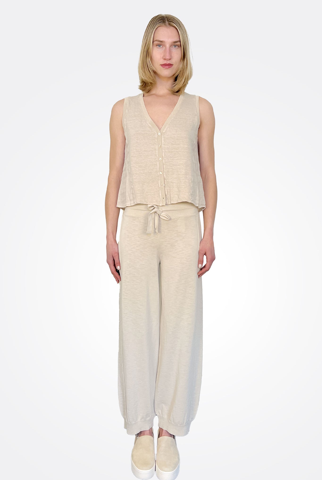 Comfort Fit Drawstring Trousers - Sand by Transit Par-Such | 25 South Boutiques
